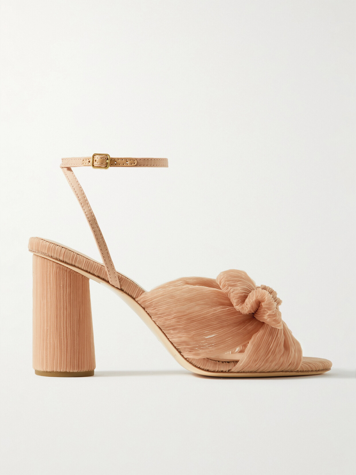 Loeffler Randall Camellia Bow-embellished Plissé-organza Sandals In Pink