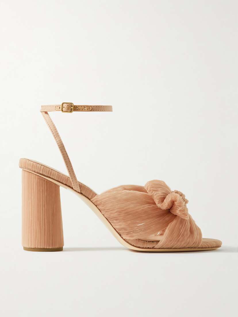 Loeffler Randall Camellia Bow-embellished Plissé-organza Sandals