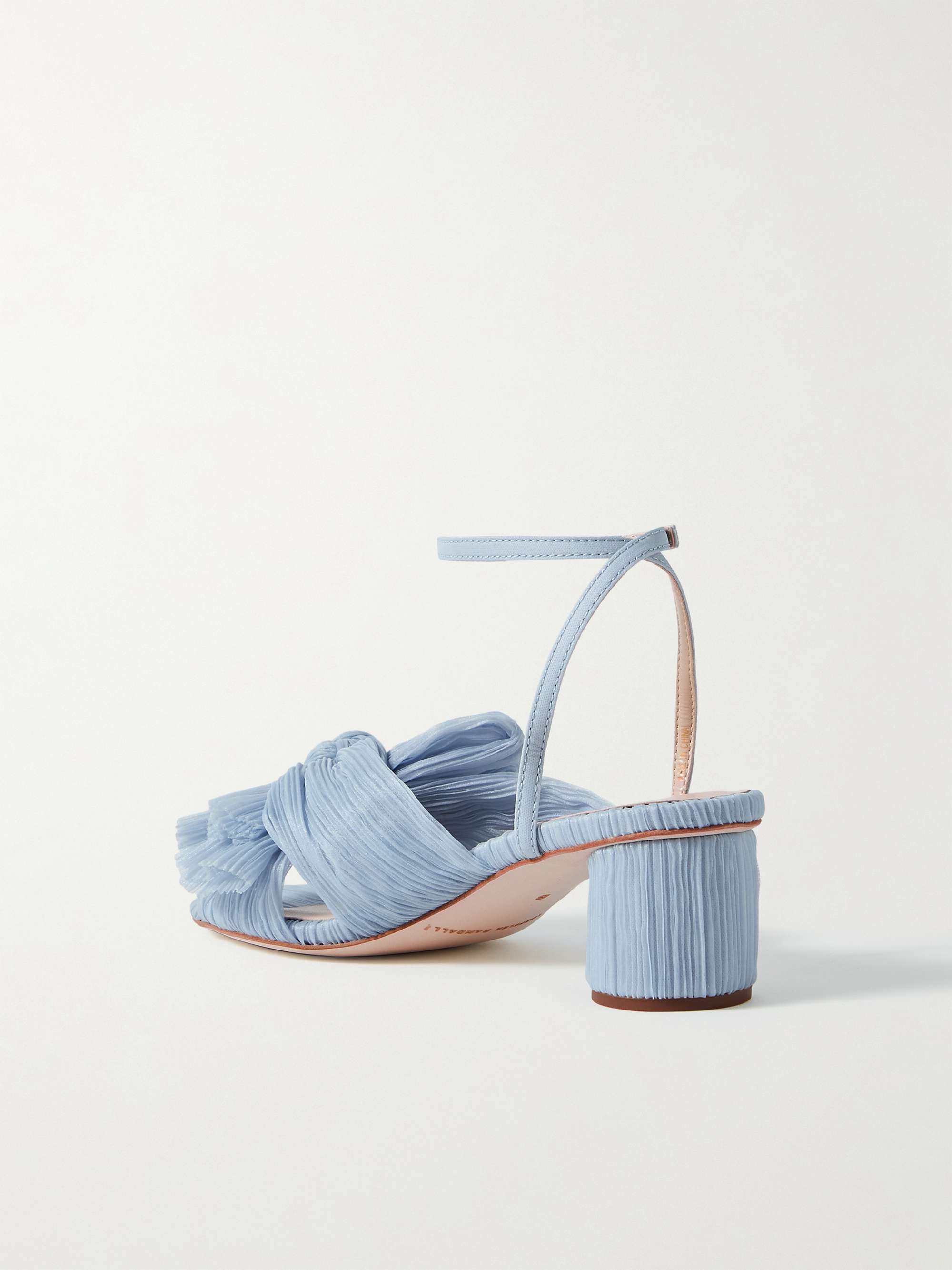LOEFFLER RANDALL Dahlia faux leather-trimmed plissé-organza sandals