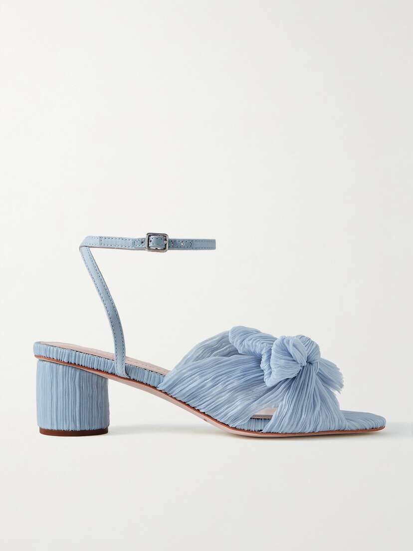 Loeffler Randall Dahlia Faux Leather-trimmed Plissé-organza Sandals