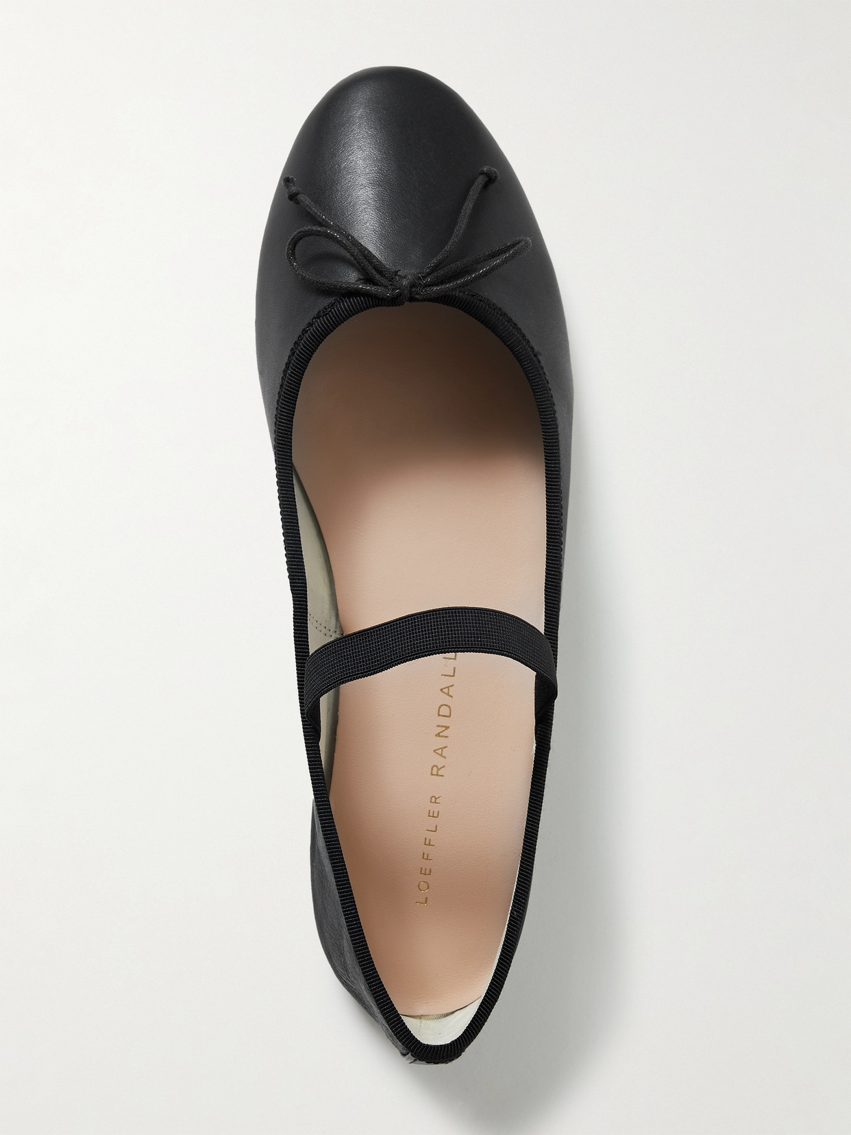 Shop Loeffler Randall Leonie Bow-embellished Leather Flats In Black