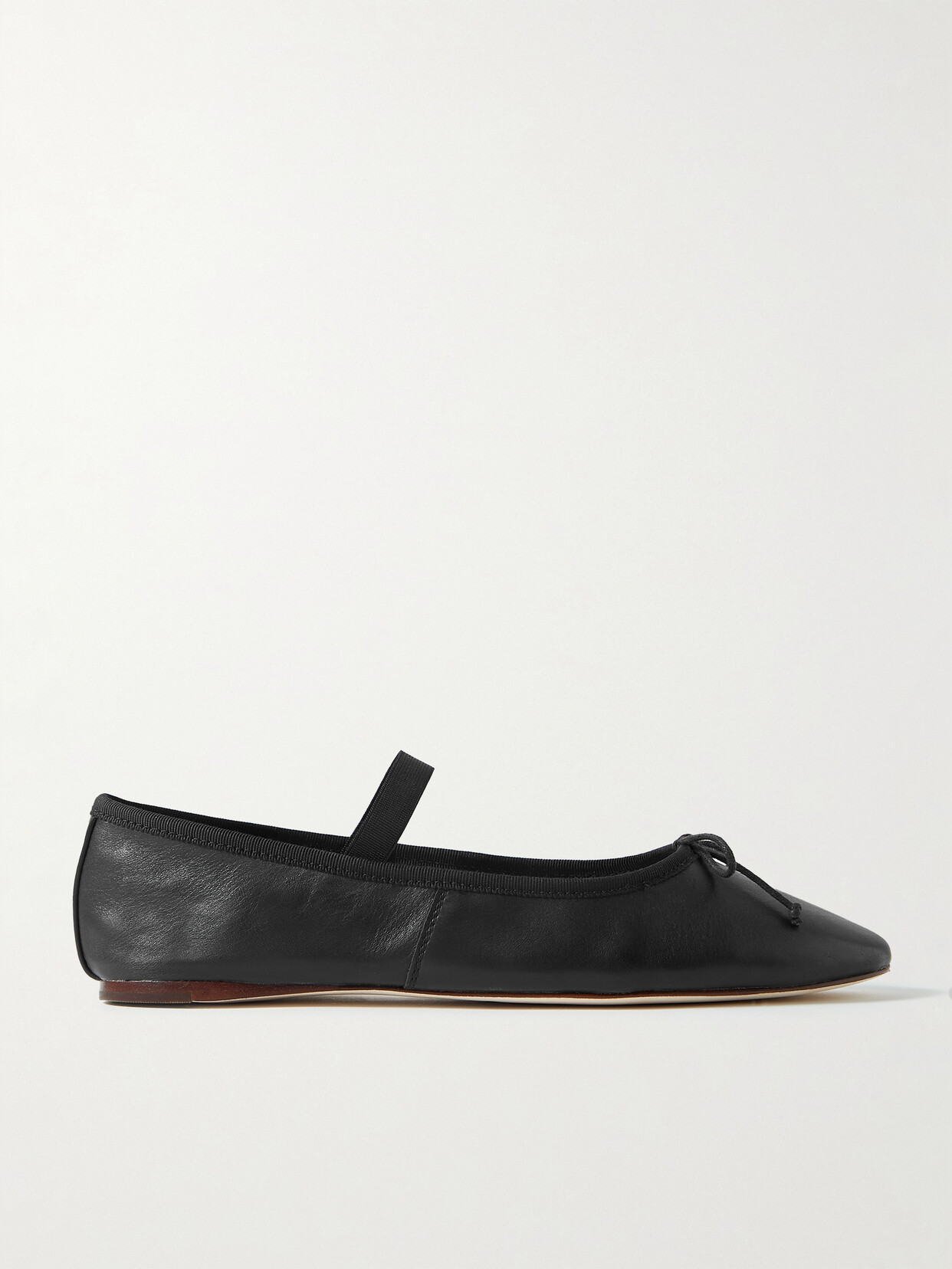 Shop Loeffler Randall Leonie Bow-embellished Leather Flats In Black