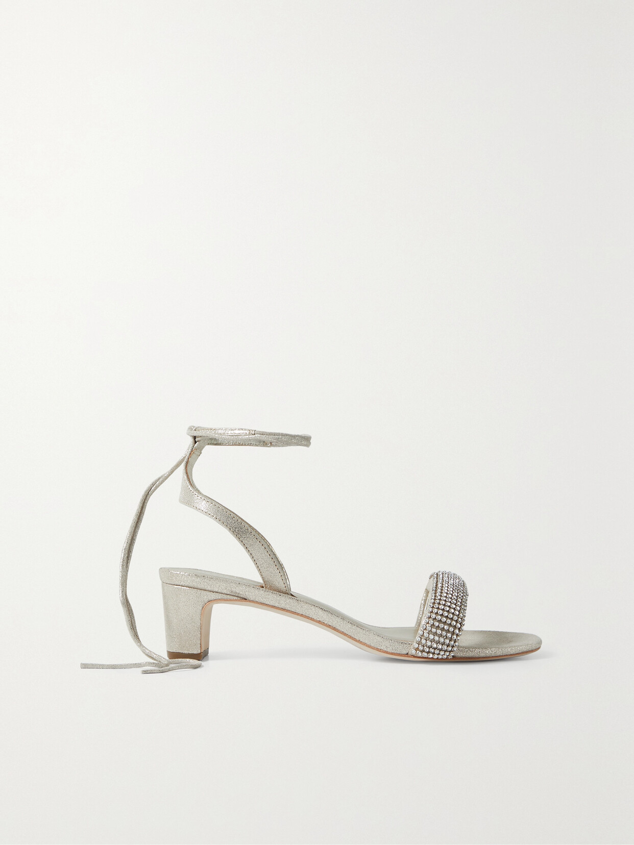 Loeffler Randall - + Net Sustain Jackie Crystal-embellished Metallic Crinkled-leather Sandals - Gold