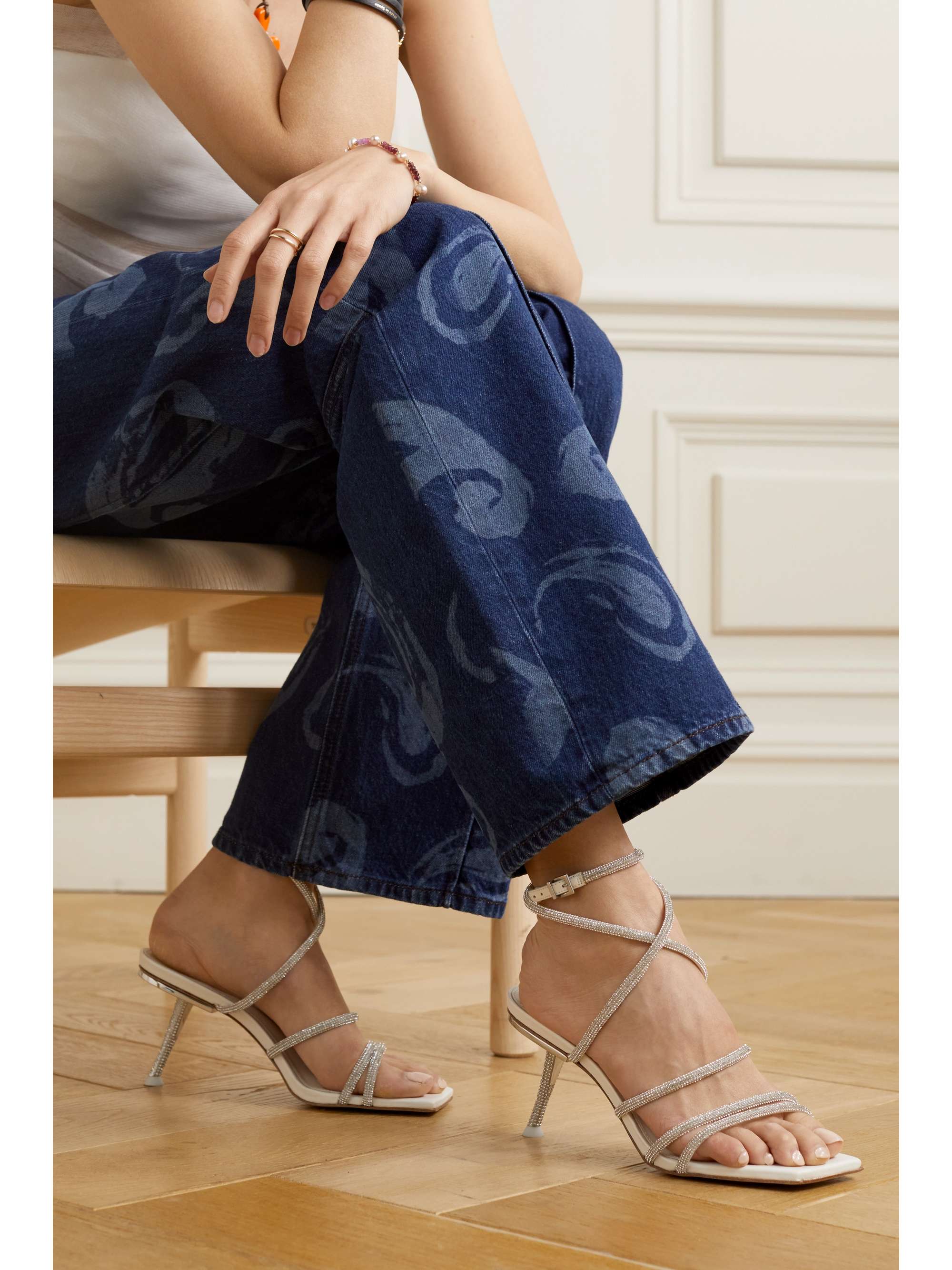 CULT GAIA Isa crystal-embellished faux leather sandals