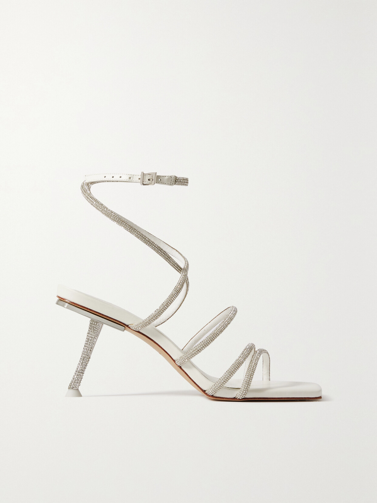 CULT GAIA ISA CRYSTAL-EMBELLISHED FAUX LEATHER SANDALS