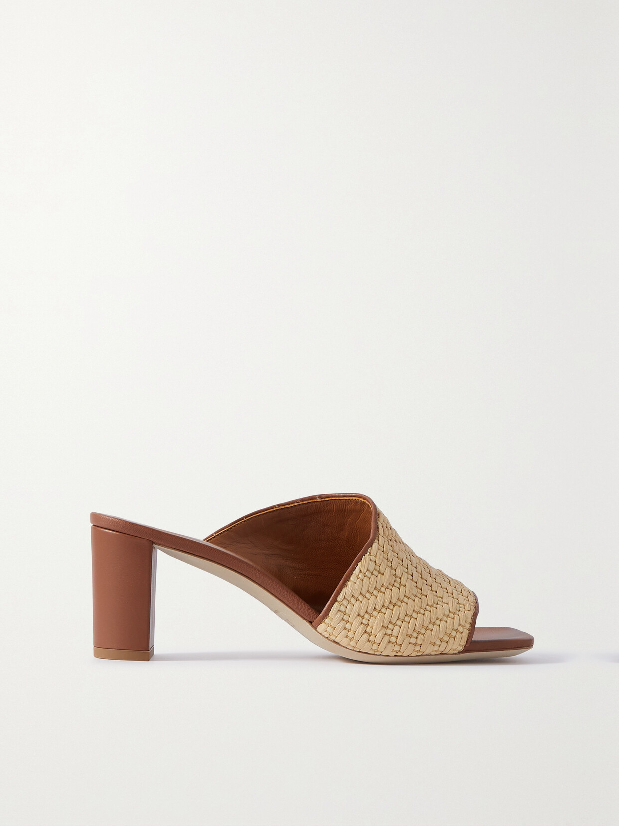 STAUD - Nevil Leather-trimmed Raffia Mules - Neutrals