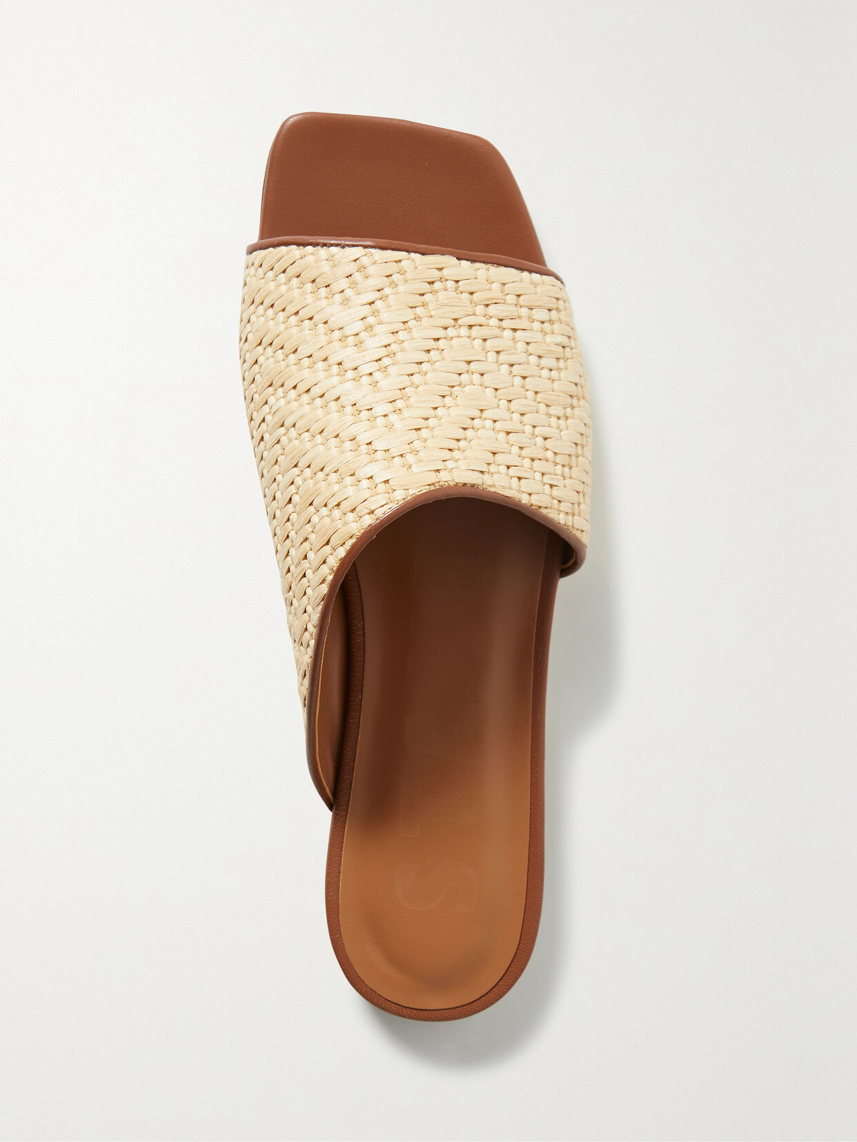 STAUD - Nevil Leather-trimmed Raffia Slides - Brown