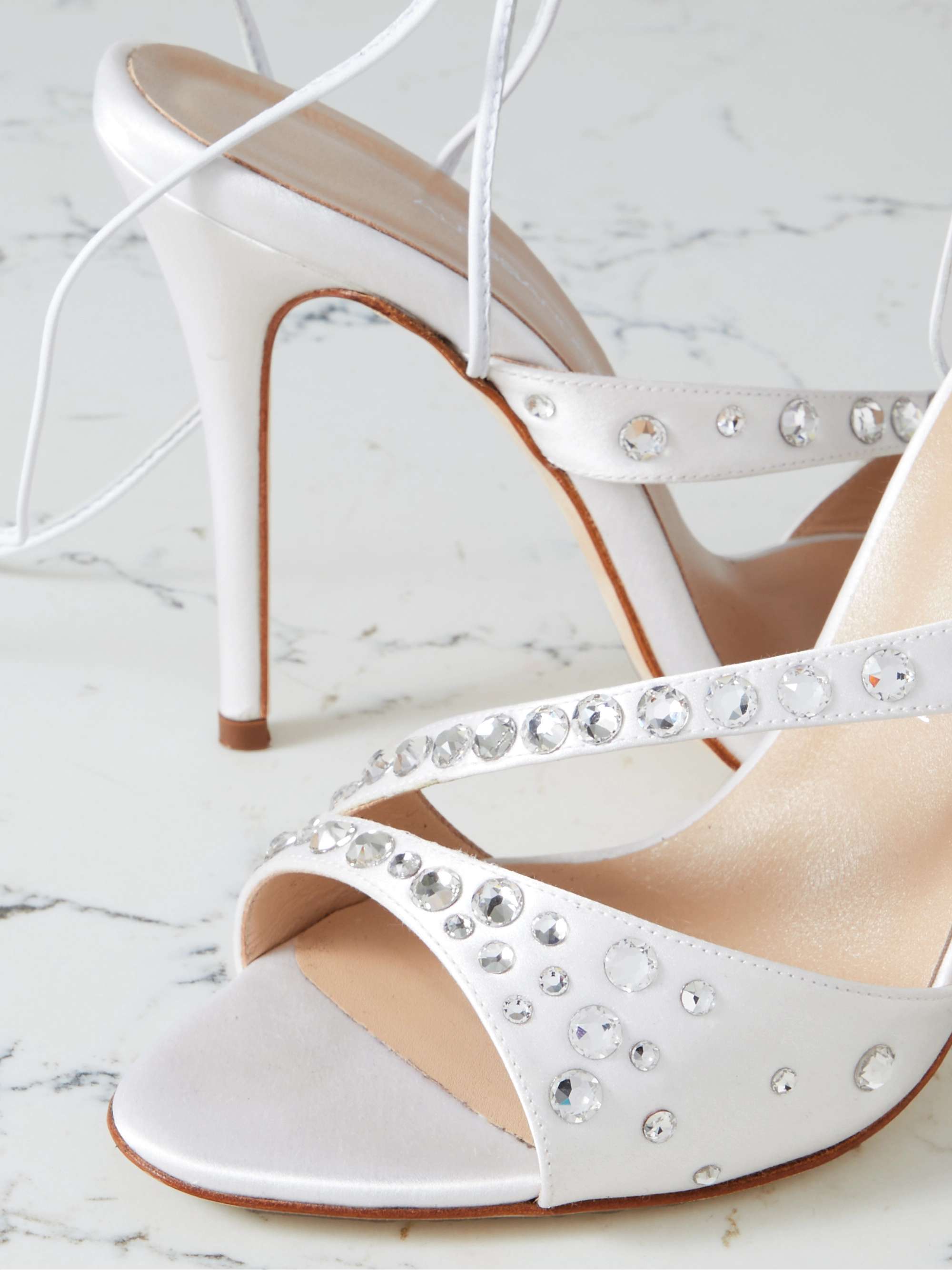 ALESSANDRA RICH Crystal-embellished satin sandals