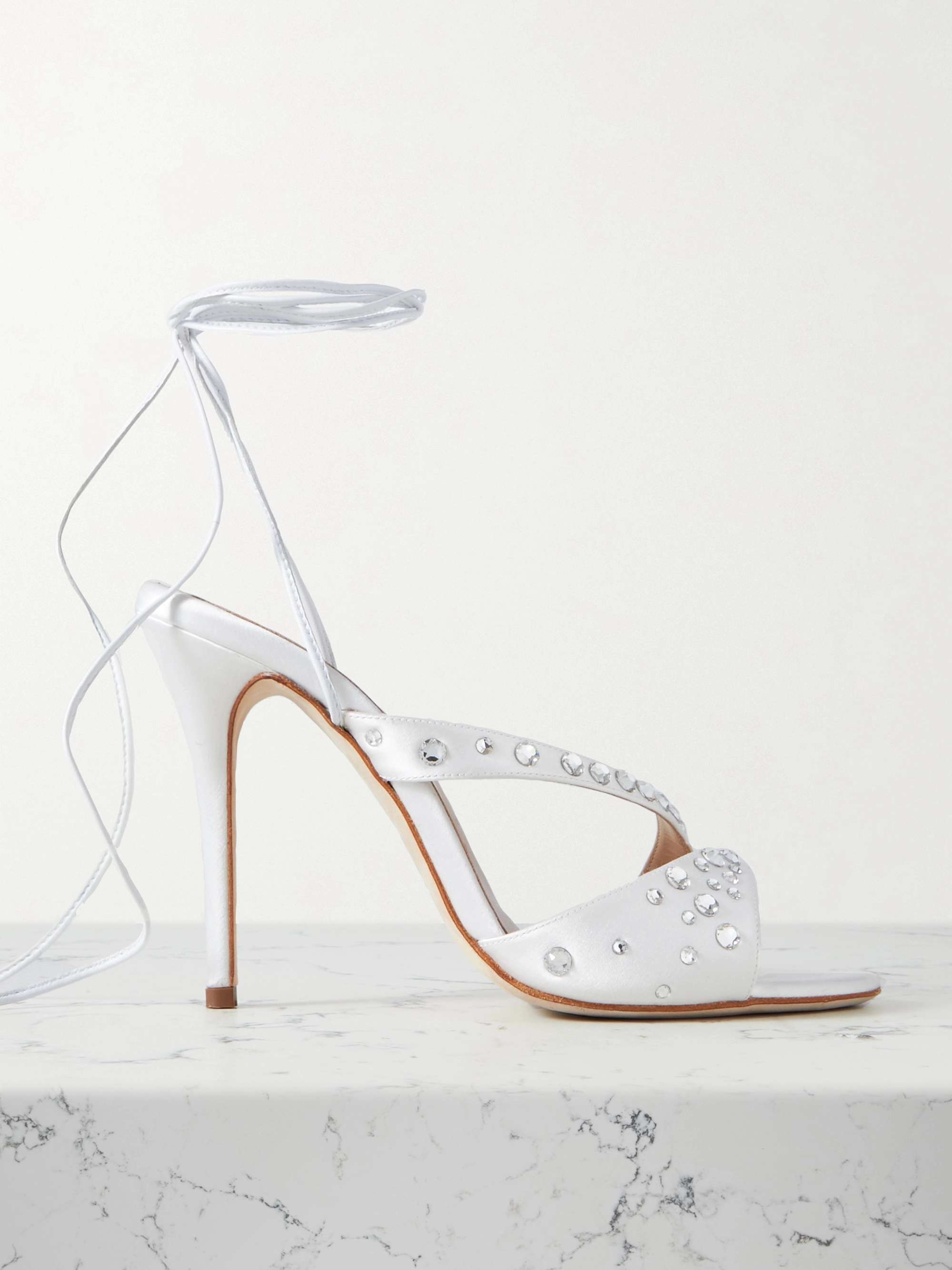 ALESSANDRA RICH Crystal-embellished satin sandals | NET-A-PORTER