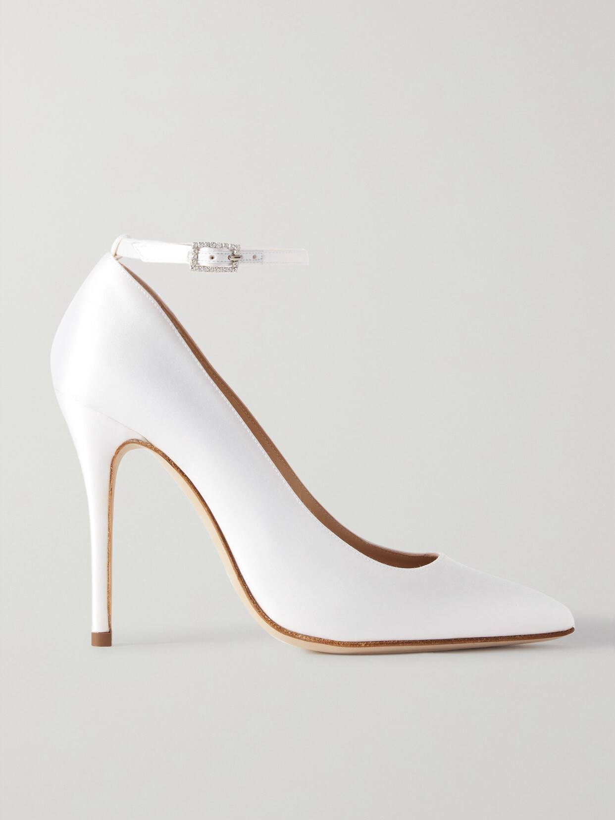 Alessandra Rich Crystal-embellished Silk-satin Pumps In White