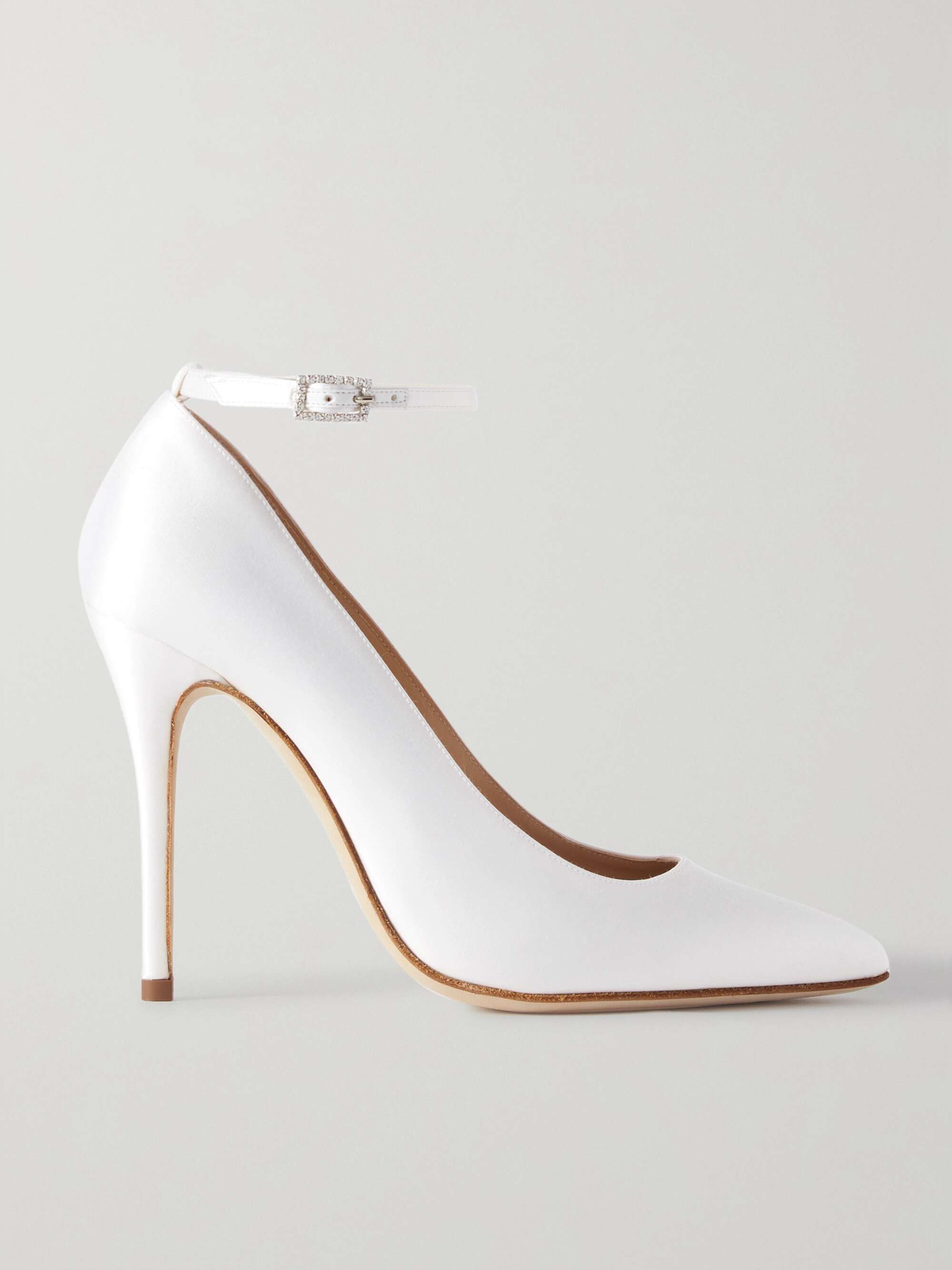 ALESSANDRA RICH Crystal-embellished silk-satin pumps | NET-A-PORTER