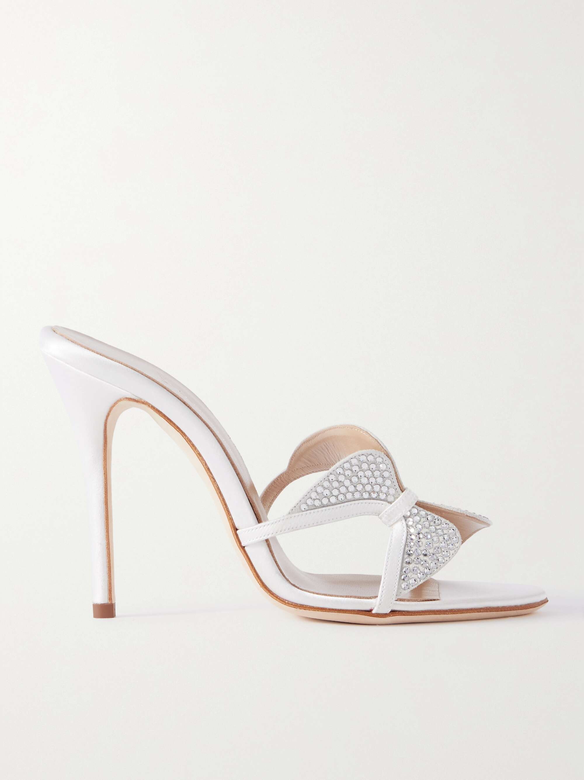 ALESSANDRA RICH Butterfly crystal-embellished silk-satin mules  NET-A-PORTER