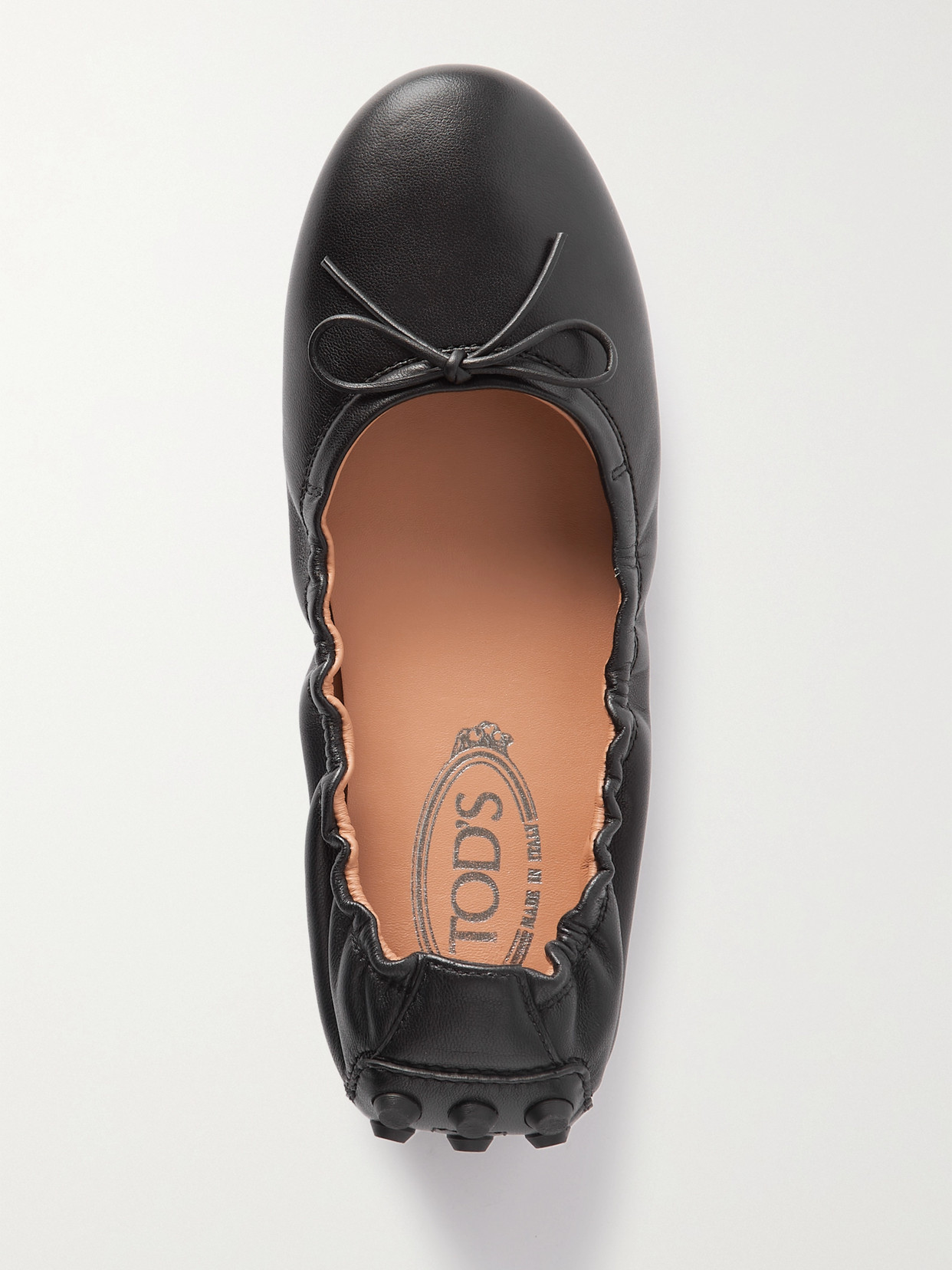 Shop Tod's Gommino Bubble Leather Ballet Flats In Black