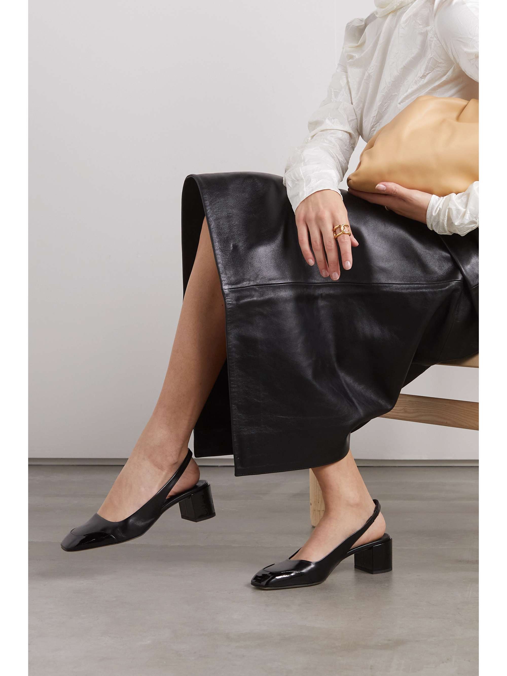 AEYDE Ingrid patent and textured-leather slingback pumps | NET-A-PORTER