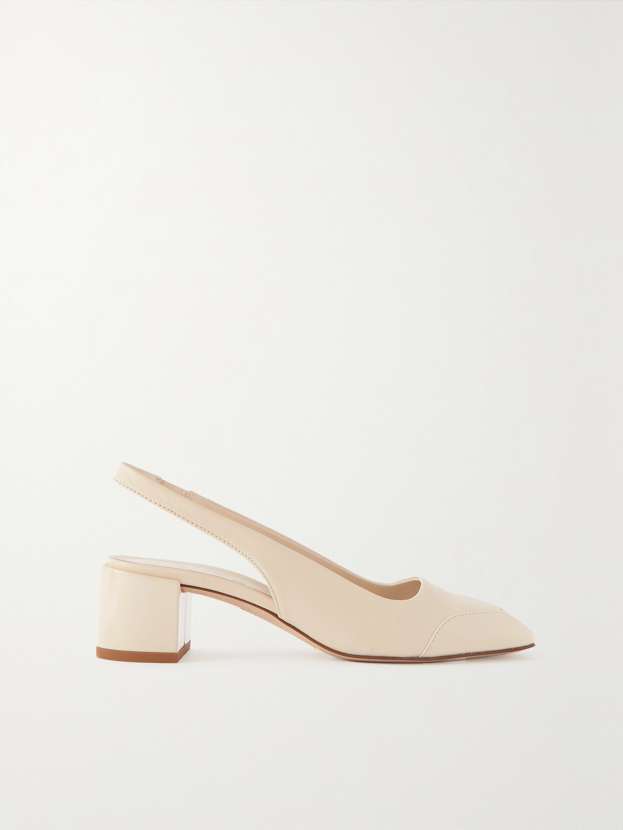aeyde Ingrid Patent-leather Trimmed Textured-leather Slingback Pumps - Cream
