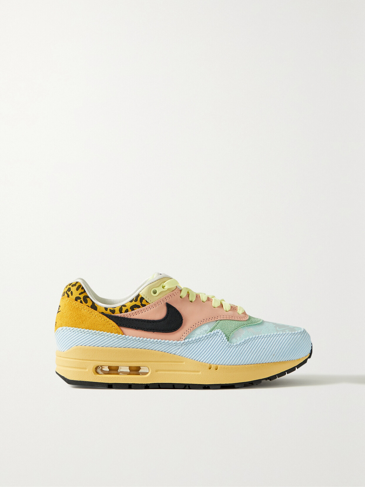 Nike - Air Max 1 Satin-jacquard And Corduroy-trimmed Suede Sneakers - Blue