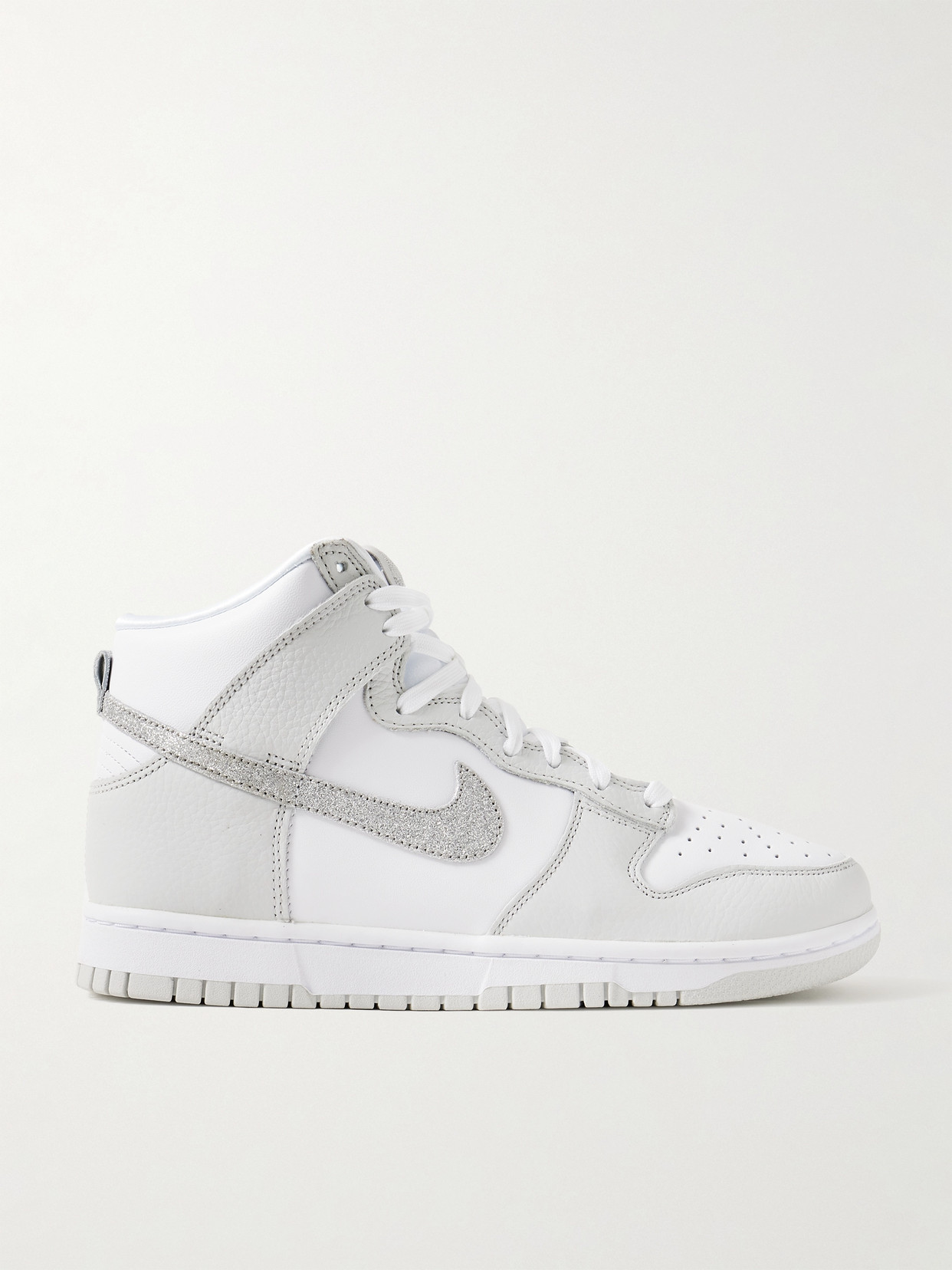 Nike Dunk High Glittered Leather Sneakers In White