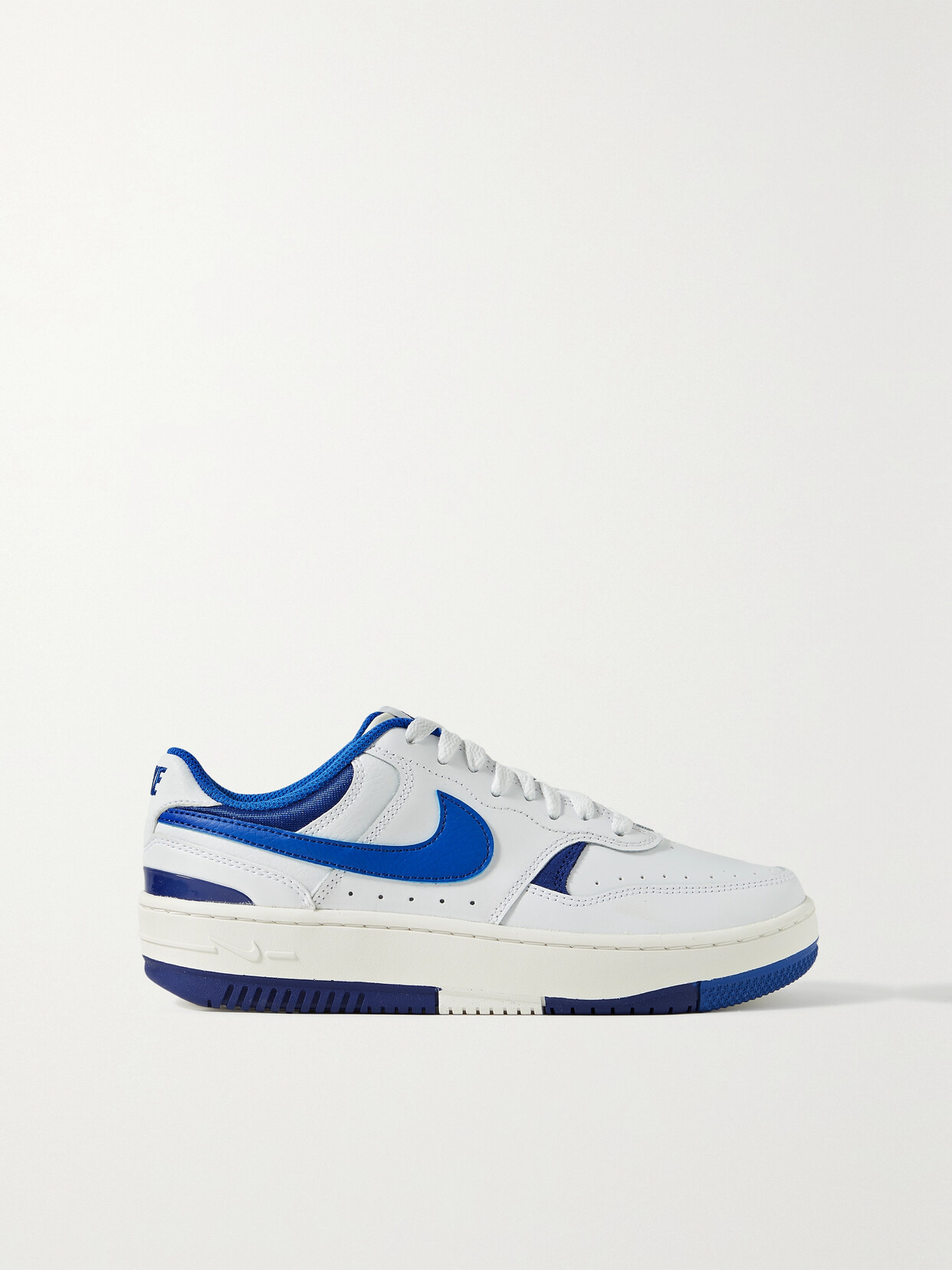 Nike Gamma Force Suede-trimmed Leather Sneakers In White/game Royal/deep Royal