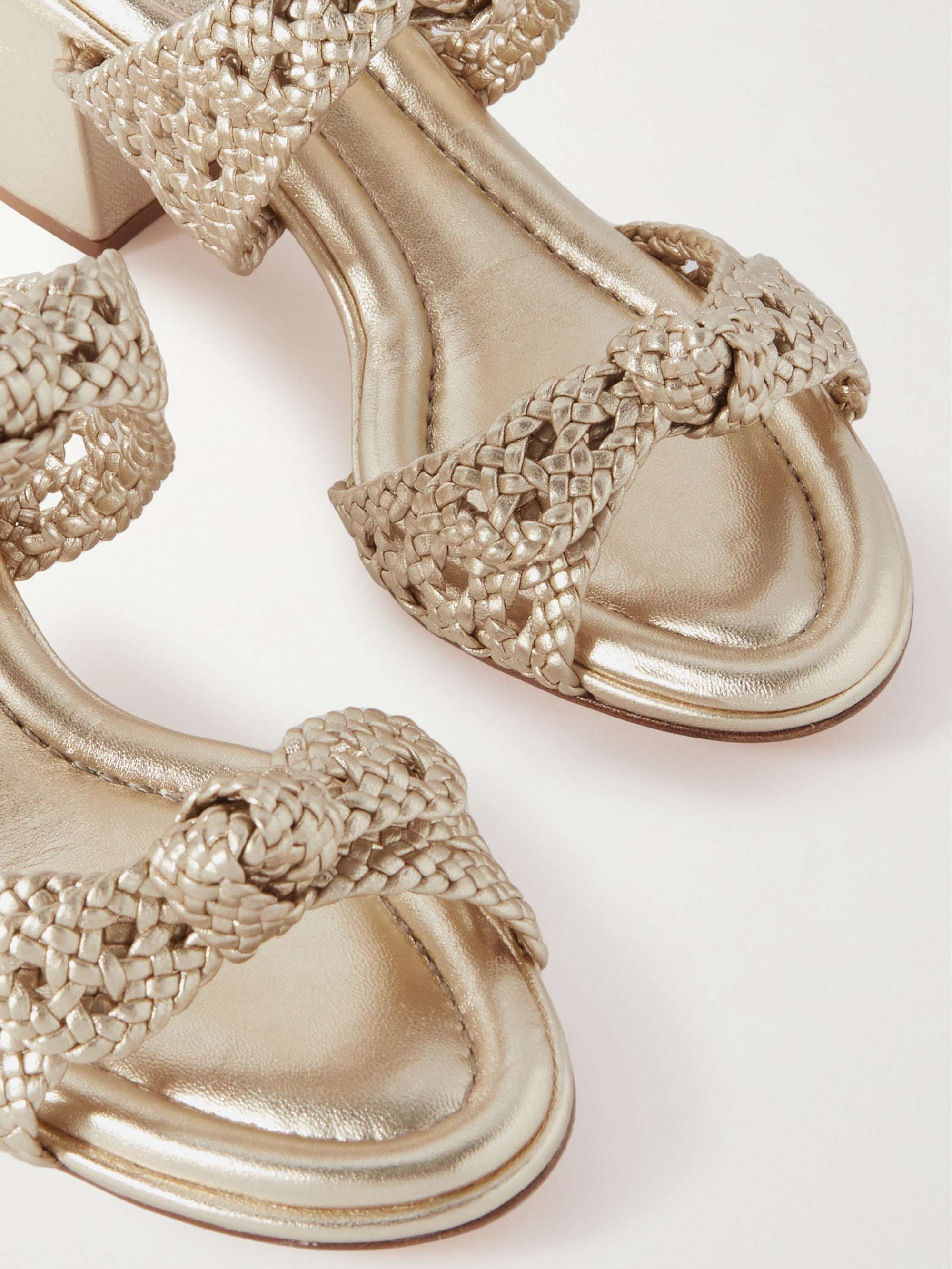 ALEXANDRE BIRMAN Clarita embellished braided metallic leather sandals