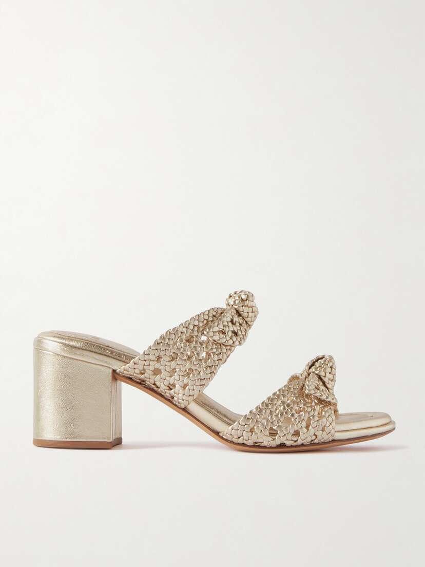 Alexandre Birman Clarita Embellished Braided Metallic Leather Sandals
