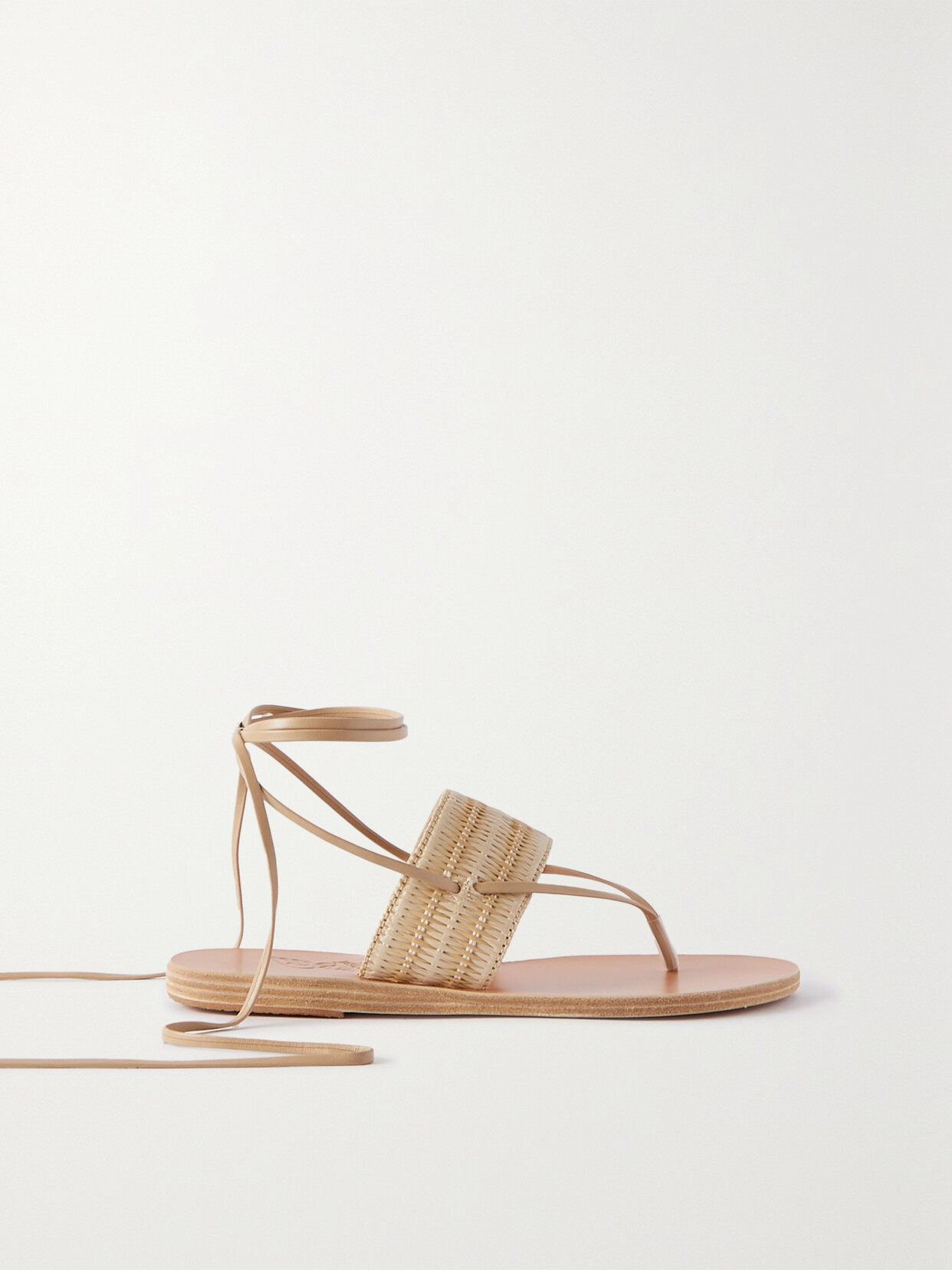 Ancient Greek Sandals - Aratro Leather-trimmed Raffia Sandals - Neutrals