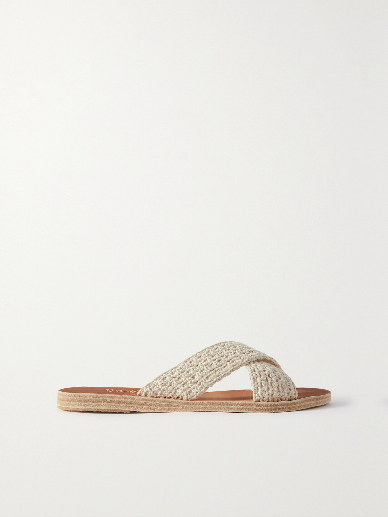 Ancient Greek Sandals - Thais Crocheted Slides - Cream