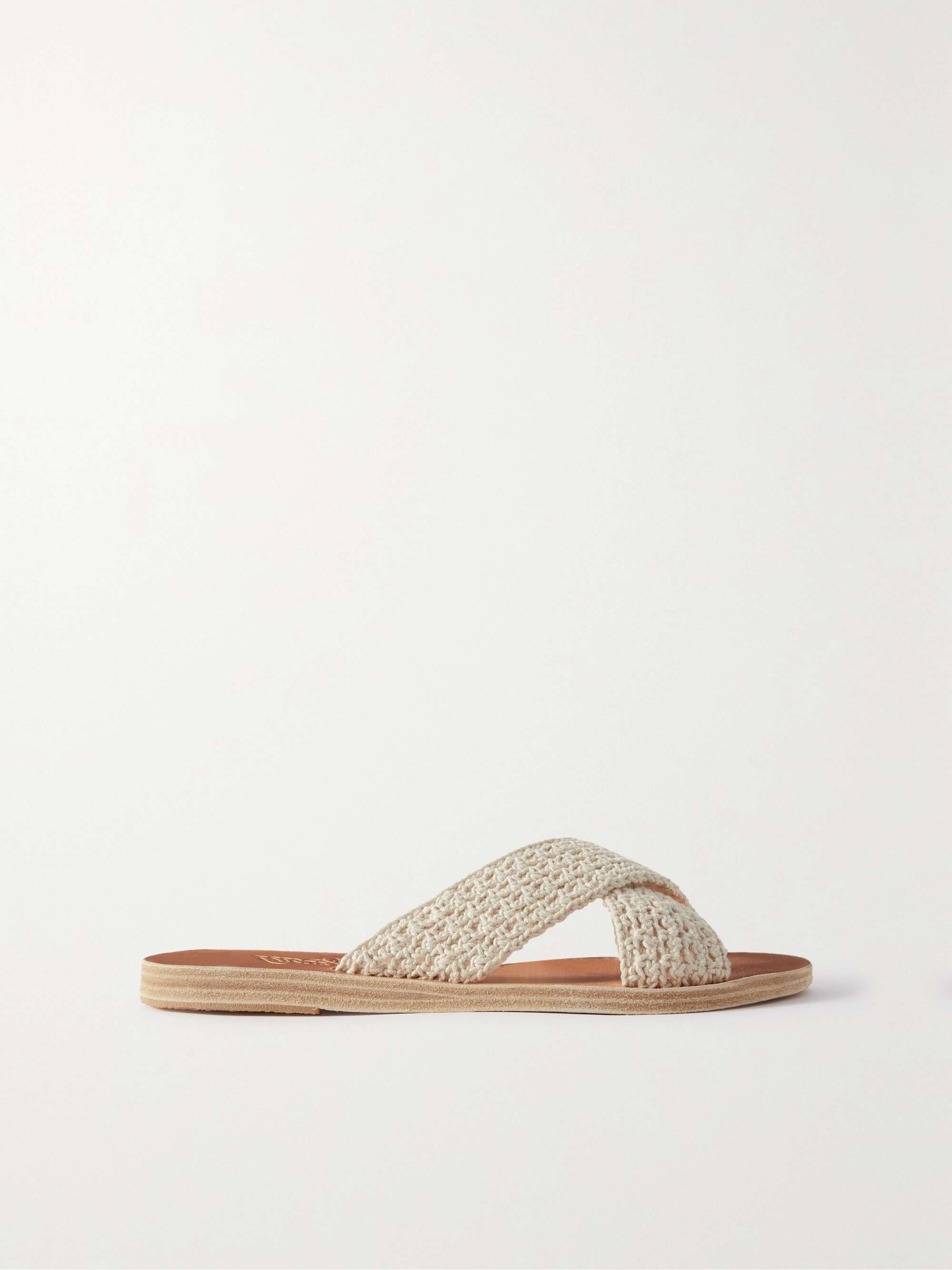 ANCIENT GREEK SANDALS Thais crocheted slides | NET-A-PORTER
