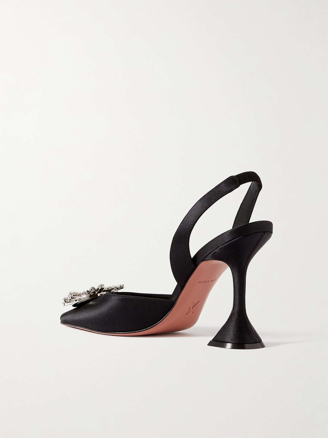 Amina Muaddi Begum Swarovski Crystal-embellished Satin Slingback Pumps In Unknown