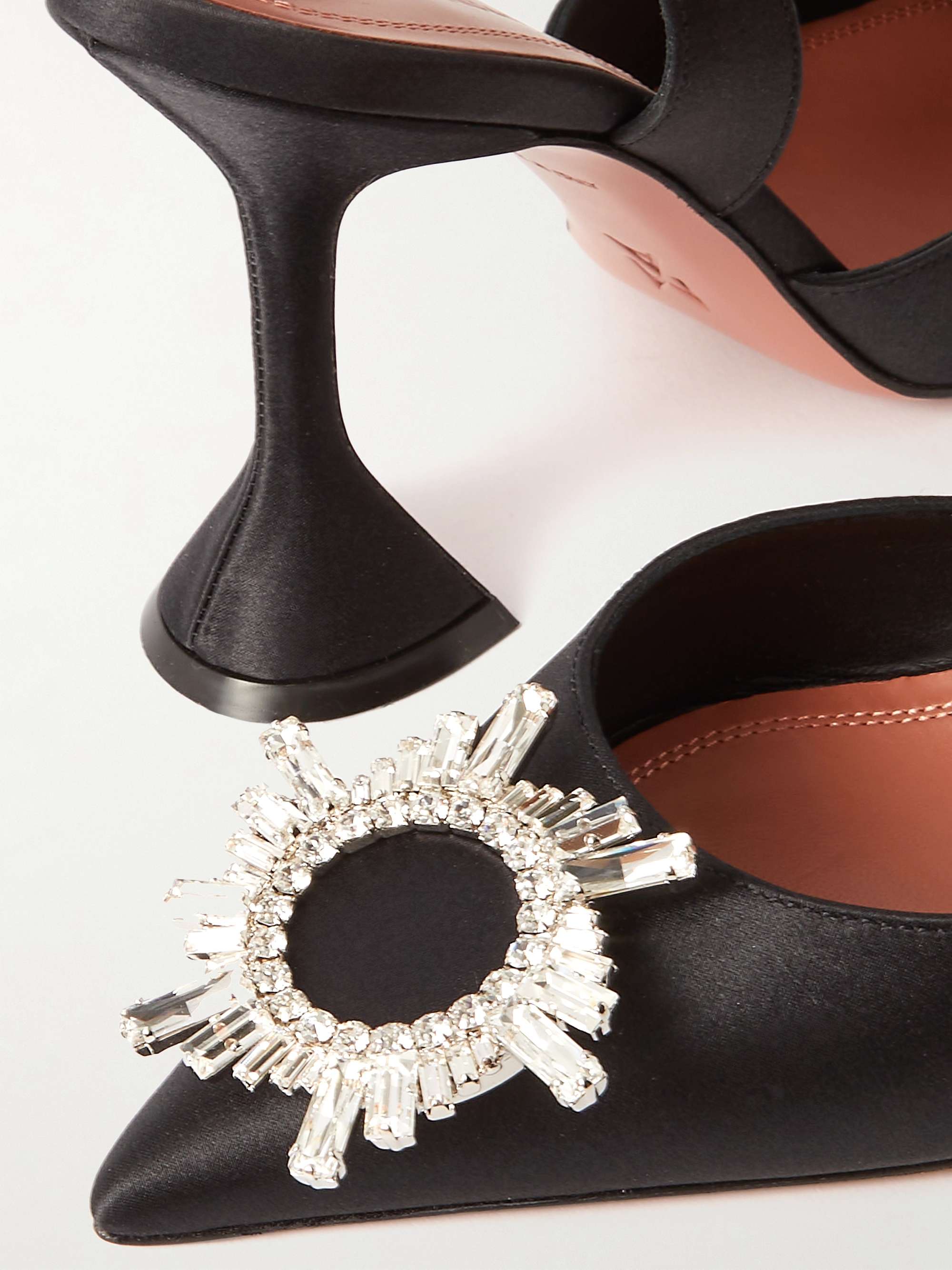 AMINA MUADDI Begum Glass crystal-embellished PVC slingback pumps