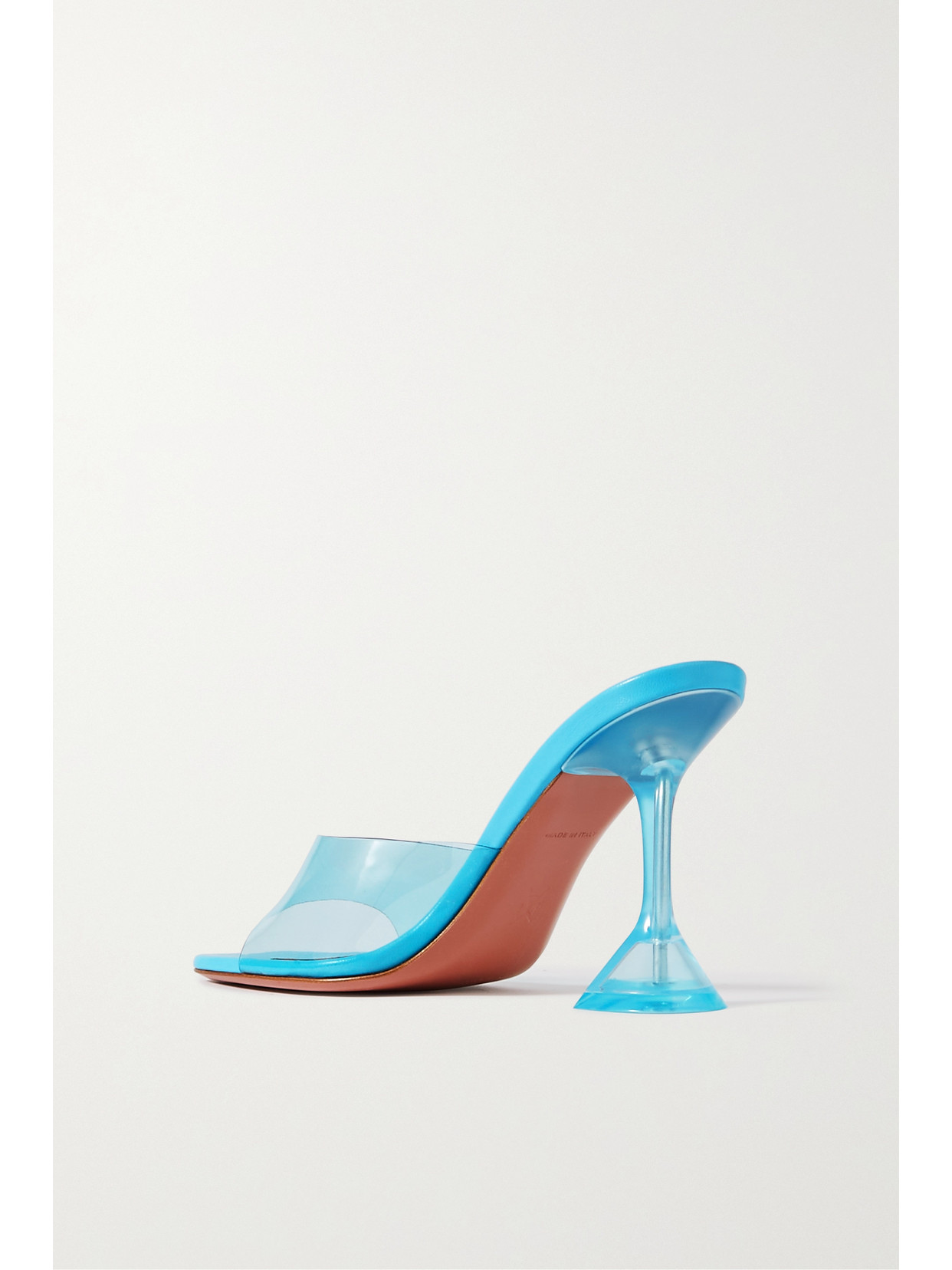 Shop Amina Muaddi Lupita Pvc And Patent-leather Mules In Blue