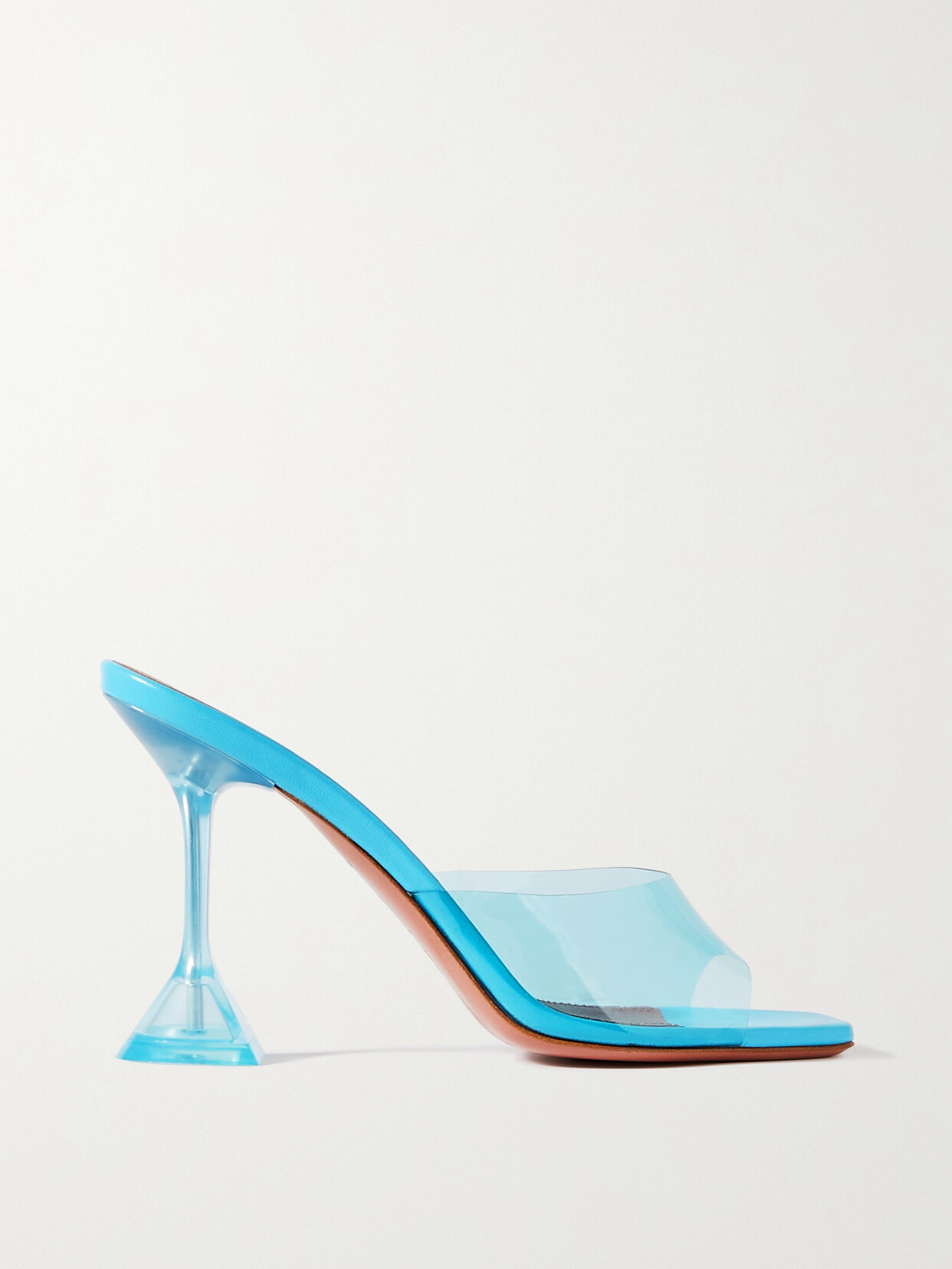 Shop Amina Muaddi Lupita Pvc And Patent-leather Mules In Blue