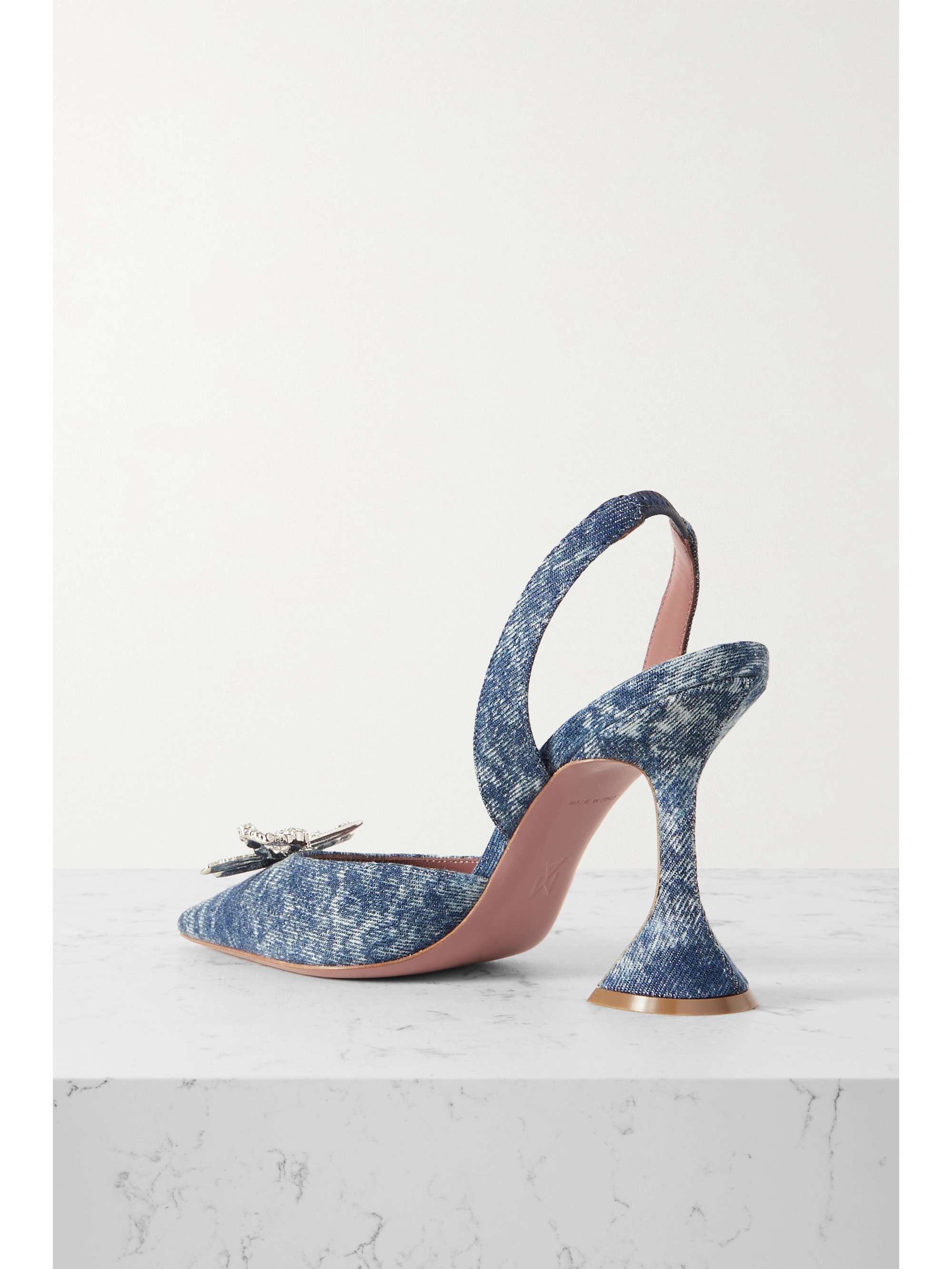 AMINA MUADDI Begum Swarovski crystal-embellished leather slingback pumps