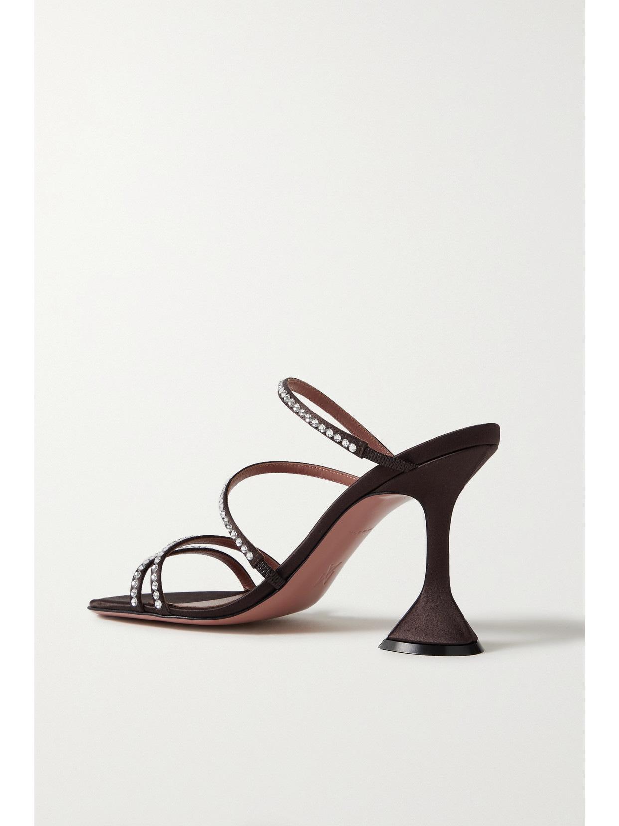 Amina Muaddi Naima Crystal-embellished Satin Mules In Brown