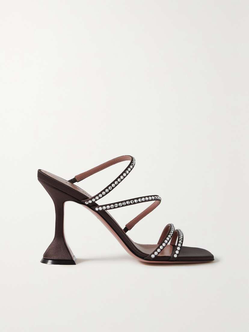 Amina Muaddi Naima Crystal-embellished Satin Mules