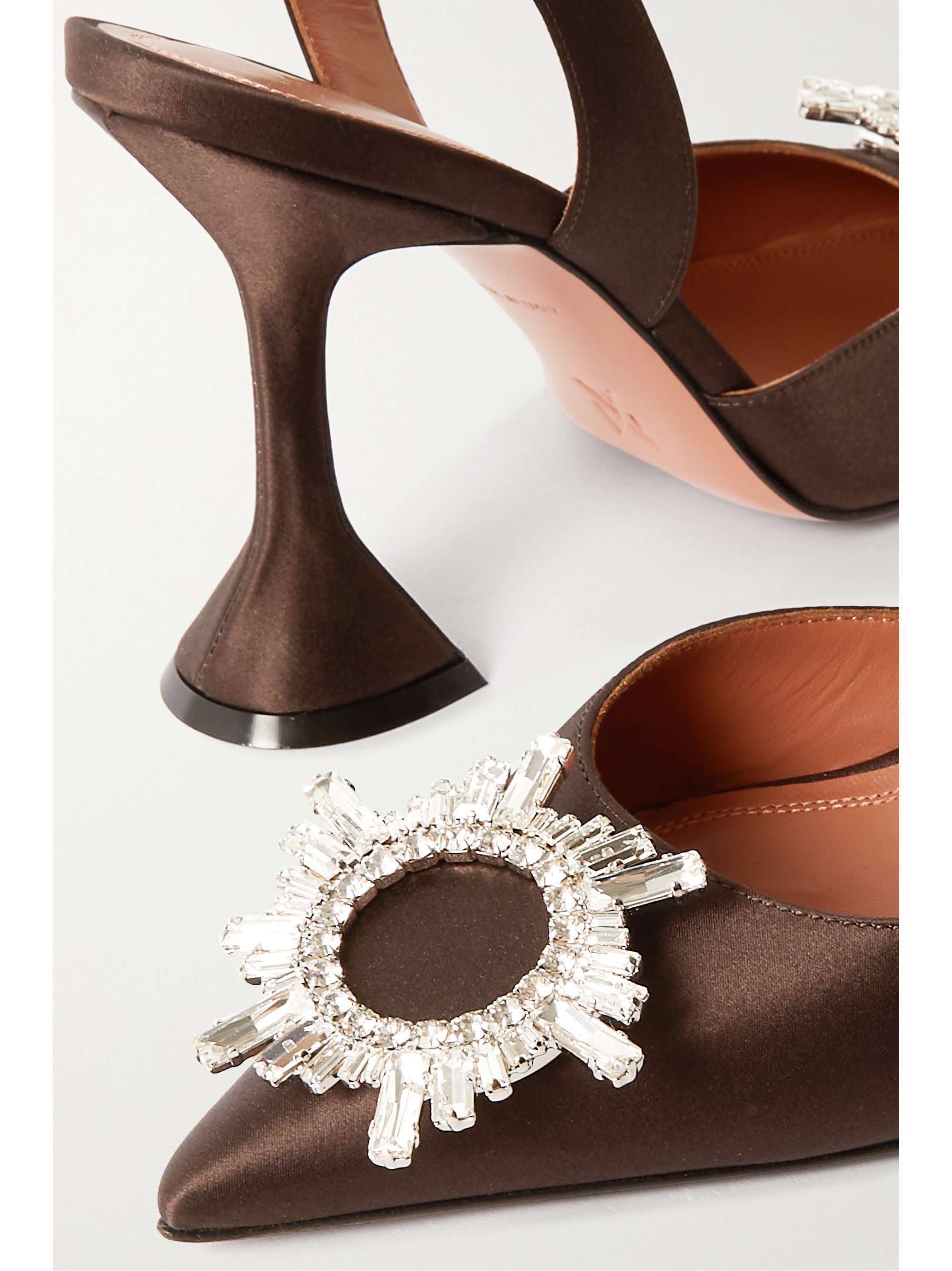 AMINA MUADDI Begum Glass crystal-embellished PVC slingback pumps