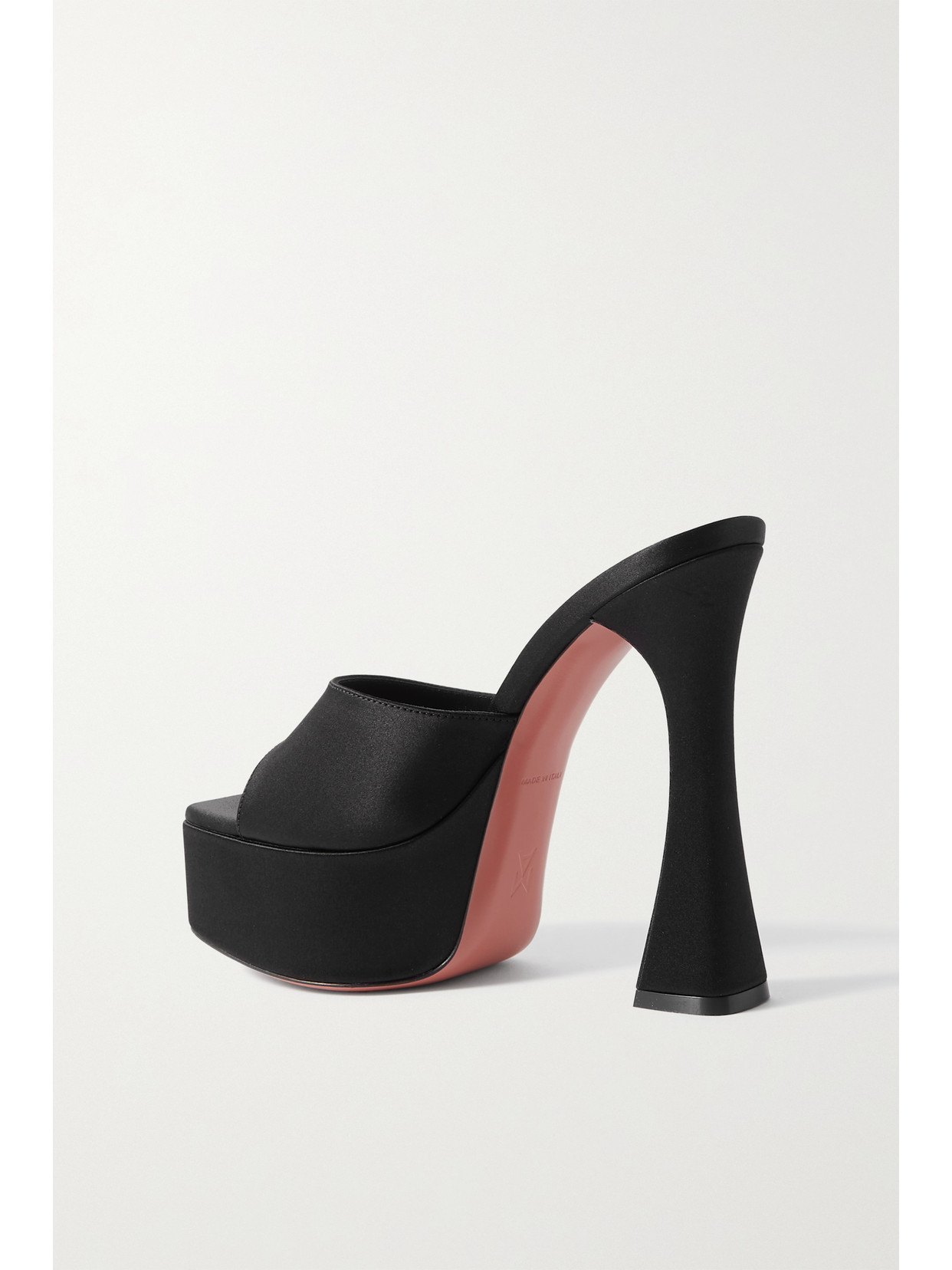 Shop Amina Muaddi Dalida Satin Platform Mules In Black