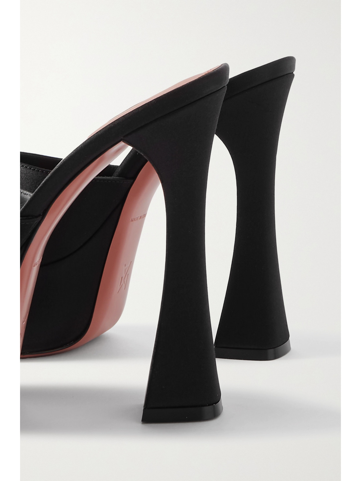 Shop Amina Muaddi Dalida Satin Platform Mules In Black