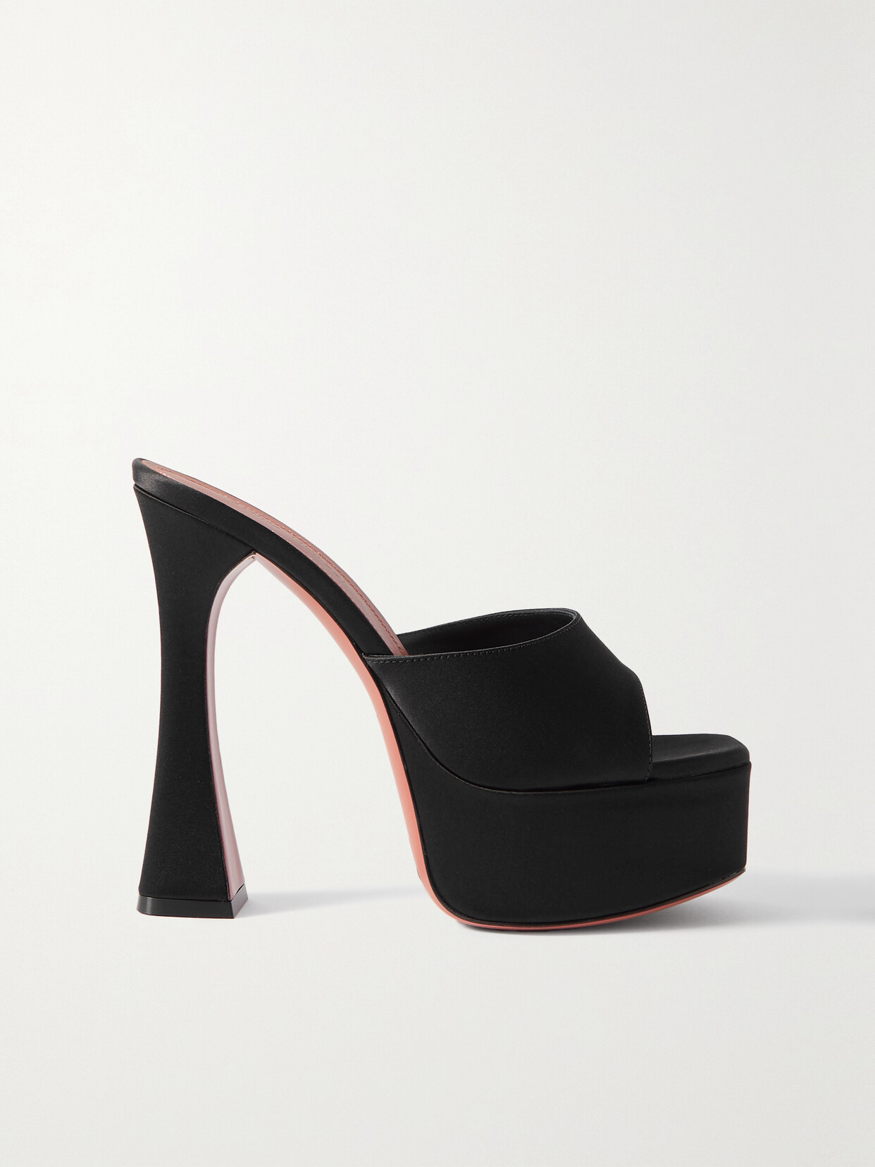 Amina Muaddi - Dalida Satin Platform Mules - Black