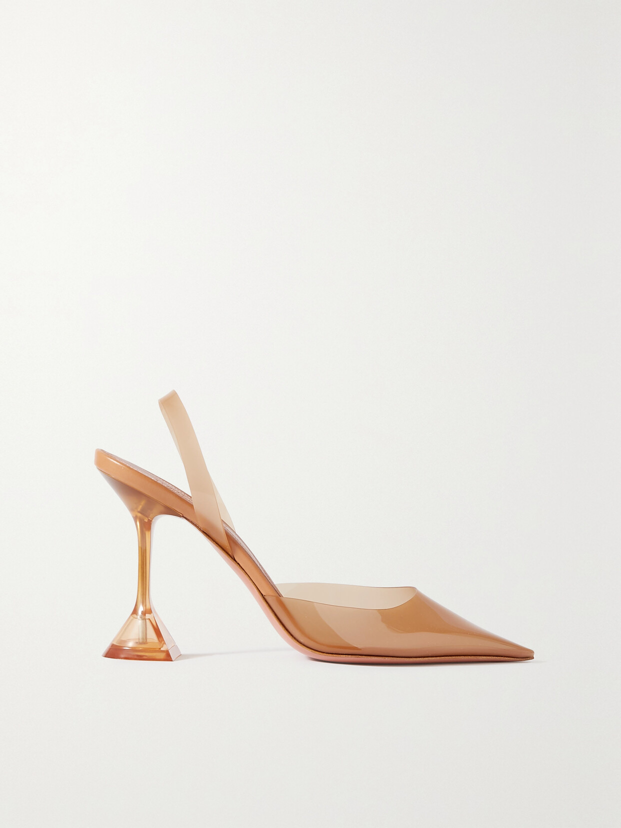 Shop Amina Muaddi Holli Glass Pvc Slingback Pumps In Brown