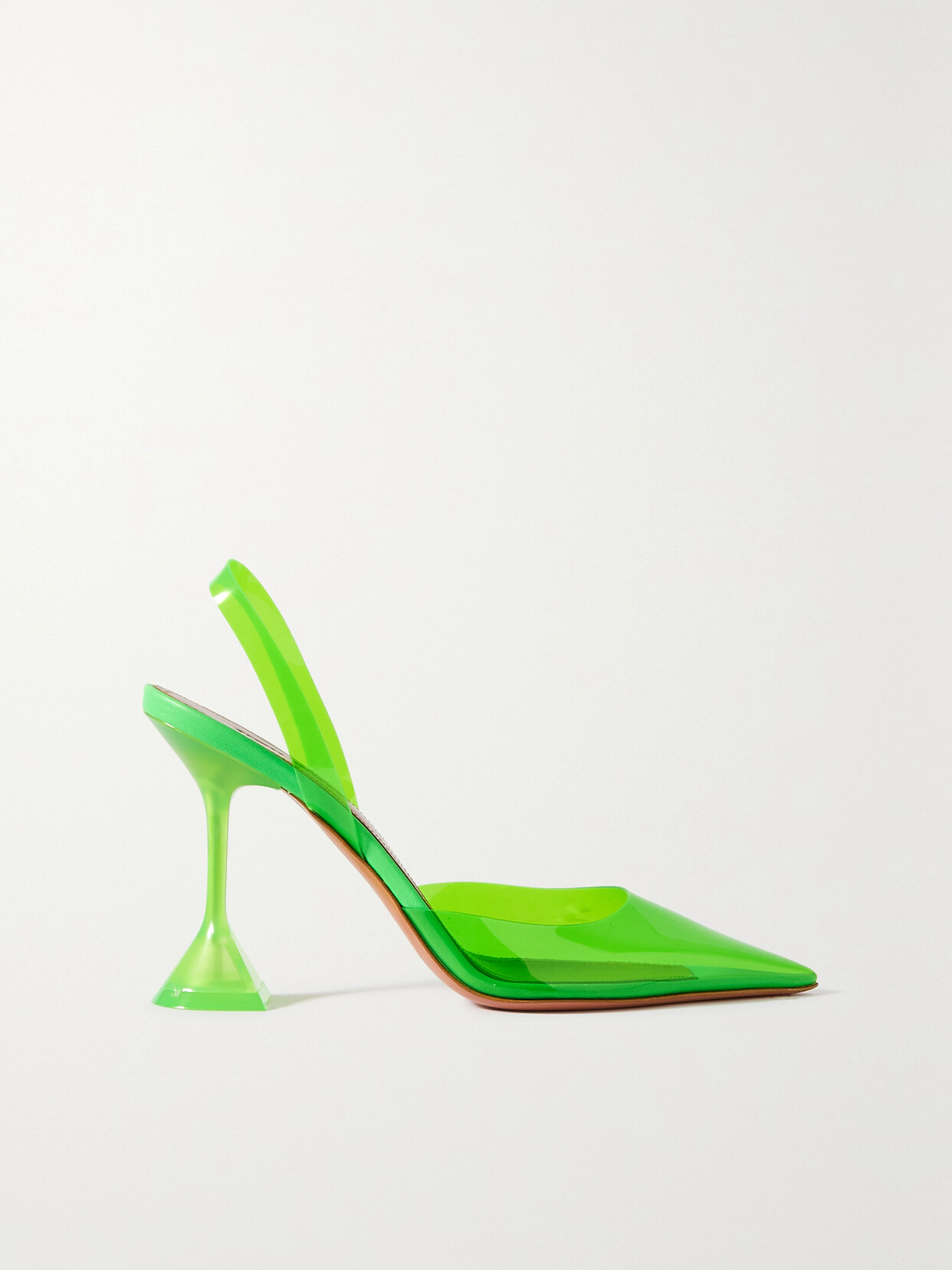 Amina Muaddi - Holli Glass Neon Pvc Slingback Pumps - Green