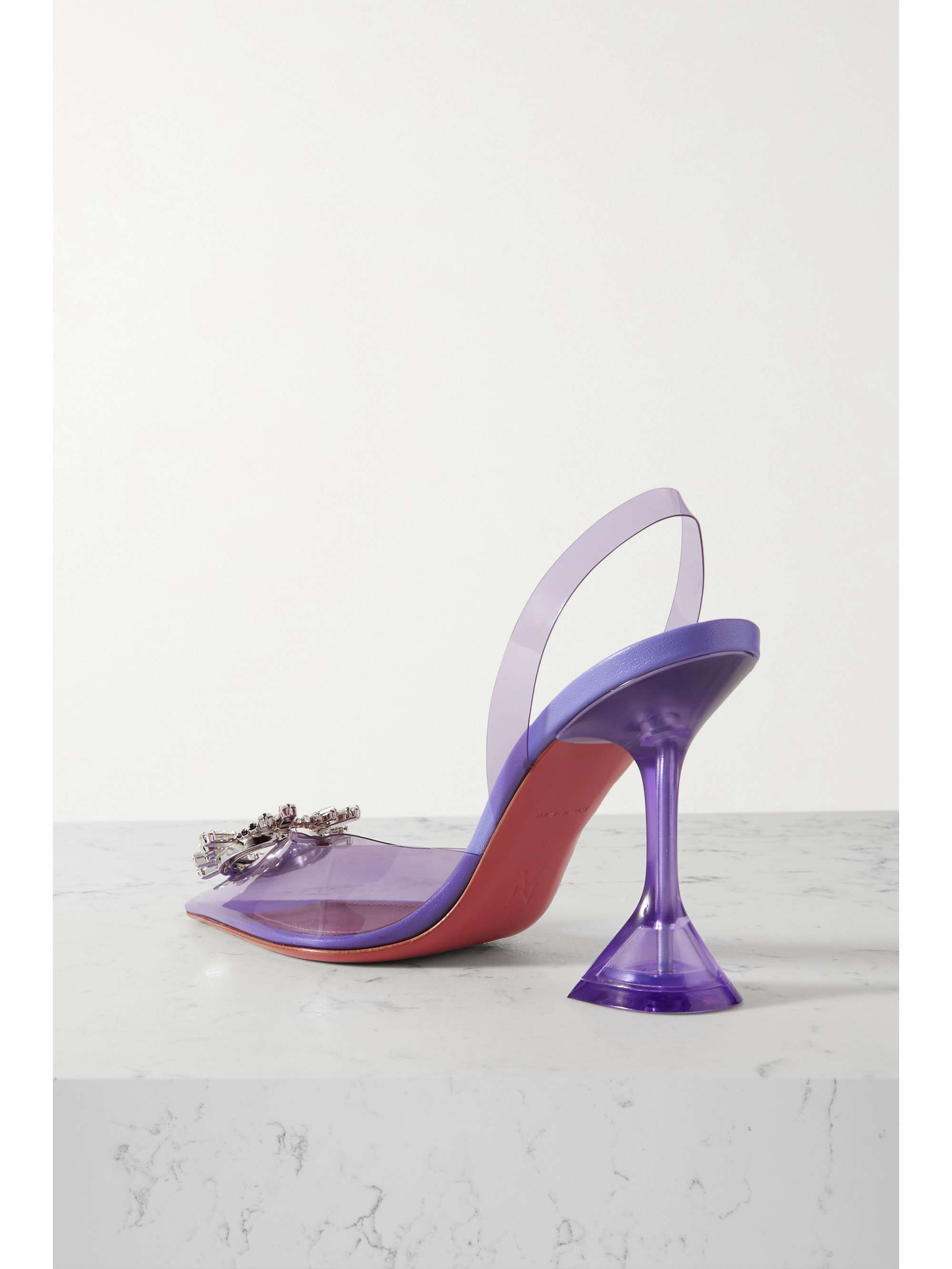 AMINA MUADDI Begum Glass crystal-embellished PVC slingback pumps
