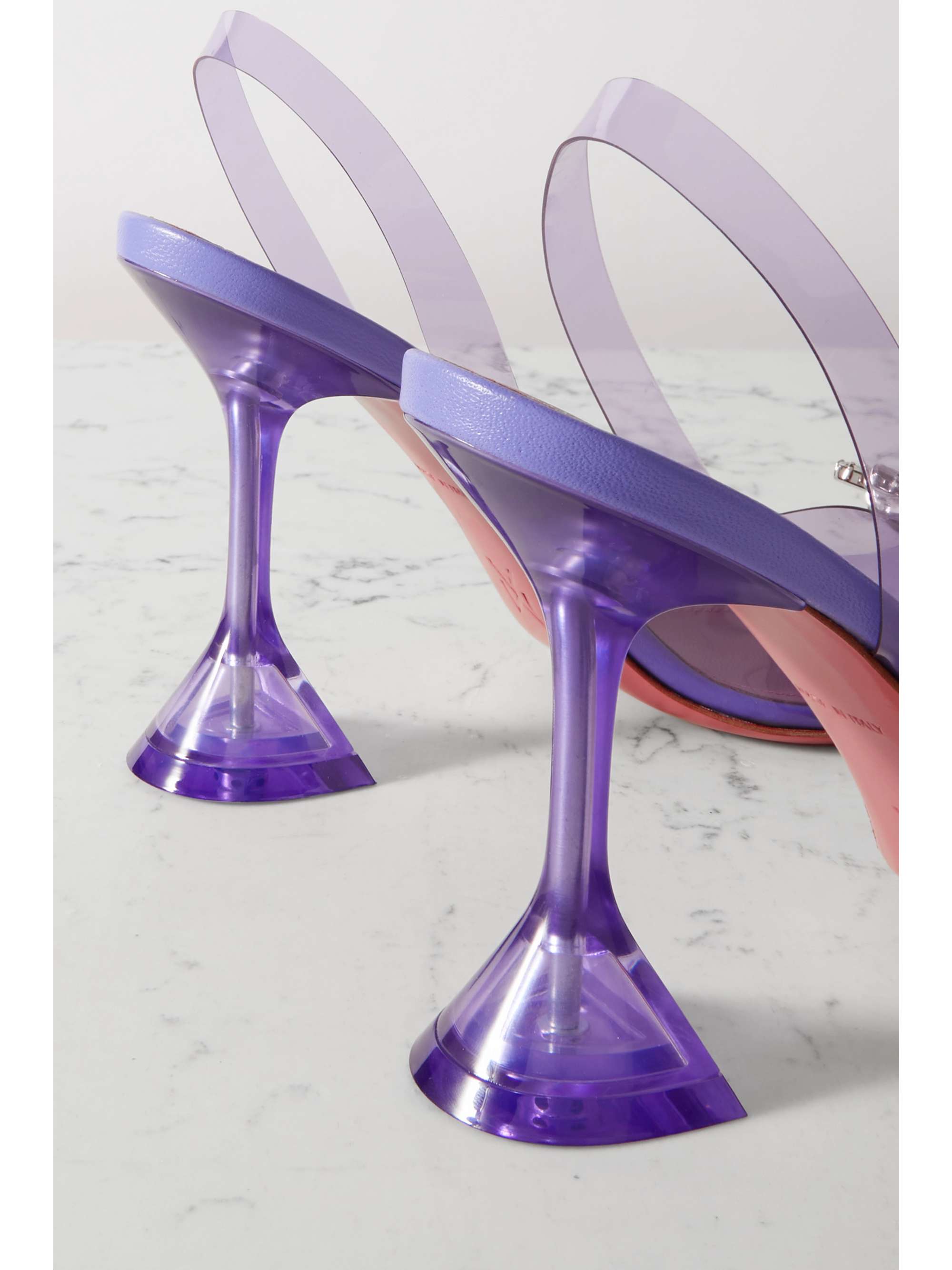 AMINA MUADDI Begum Glass crystal-embellished PVC slingback pumps