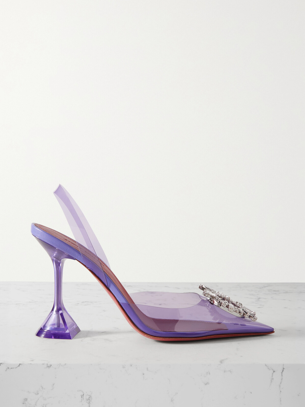 Amina Muaddi Begum Slingback Crystal Buckle In Purple