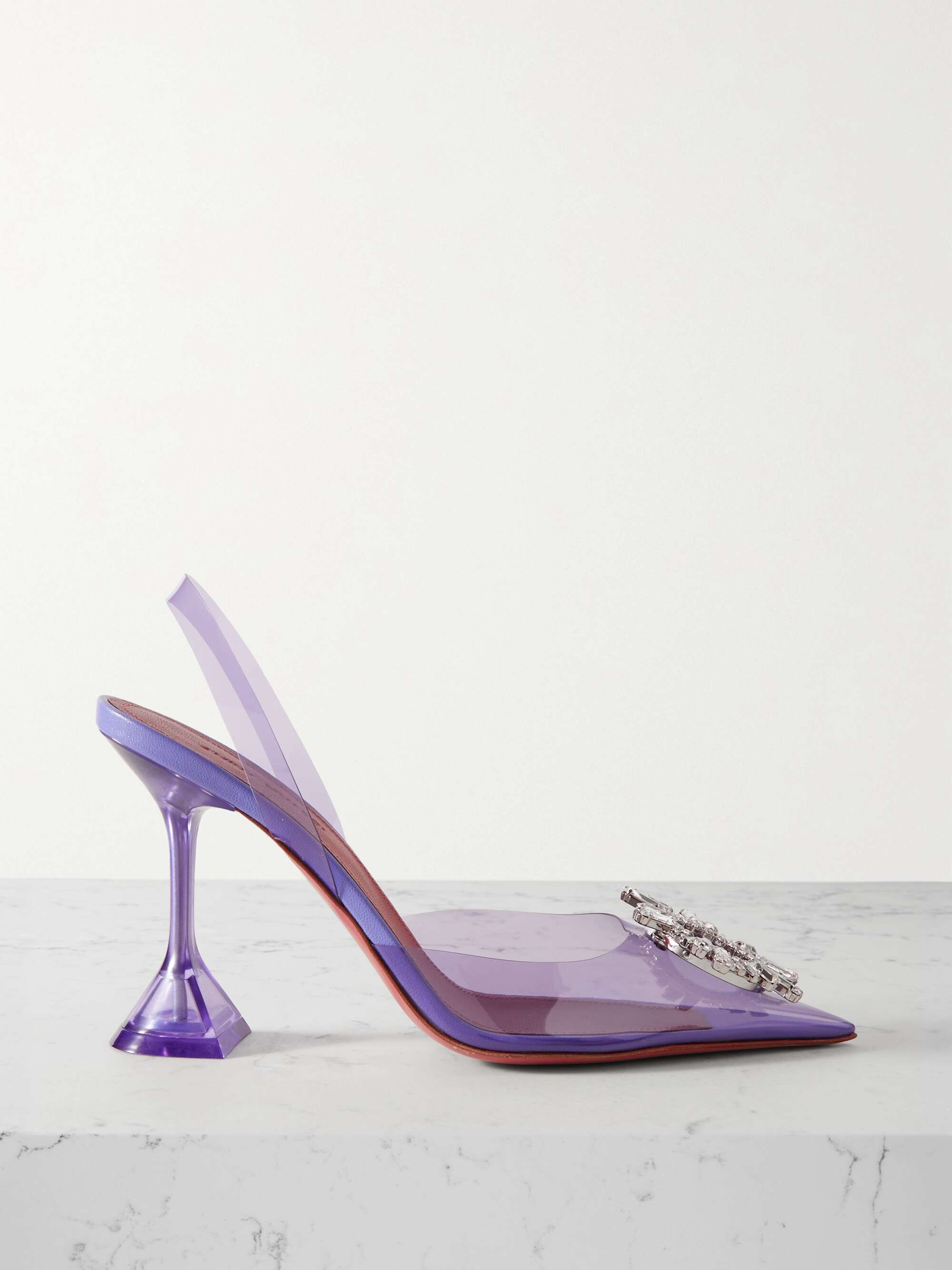 AMINA MUADDI Begum Glass crystal-embellished PVC slingback pumps | NET ...