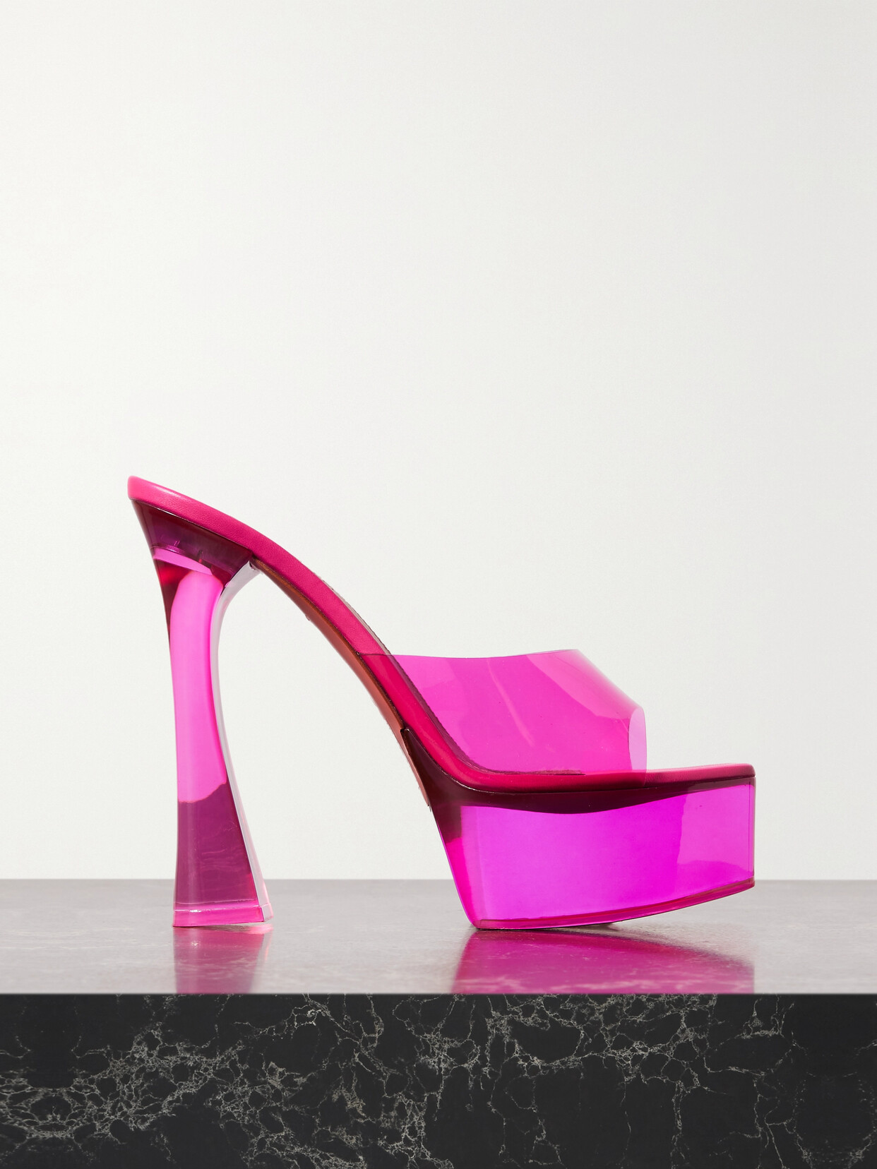 Shop Amina Muaddi Dalida Pvc Platform Sandals In Pink