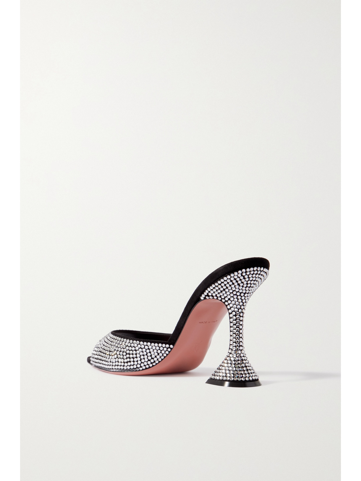 Amina Muaddi Caroline Crystal-embellished Suede Mules In Black