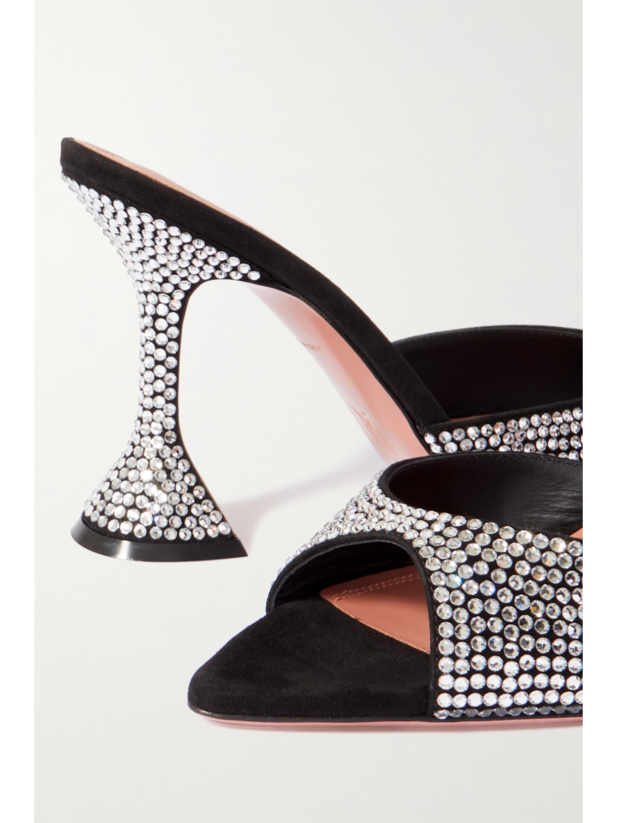 Amina Muaddi Caroline Crystal-embellished Suede Mules In Black