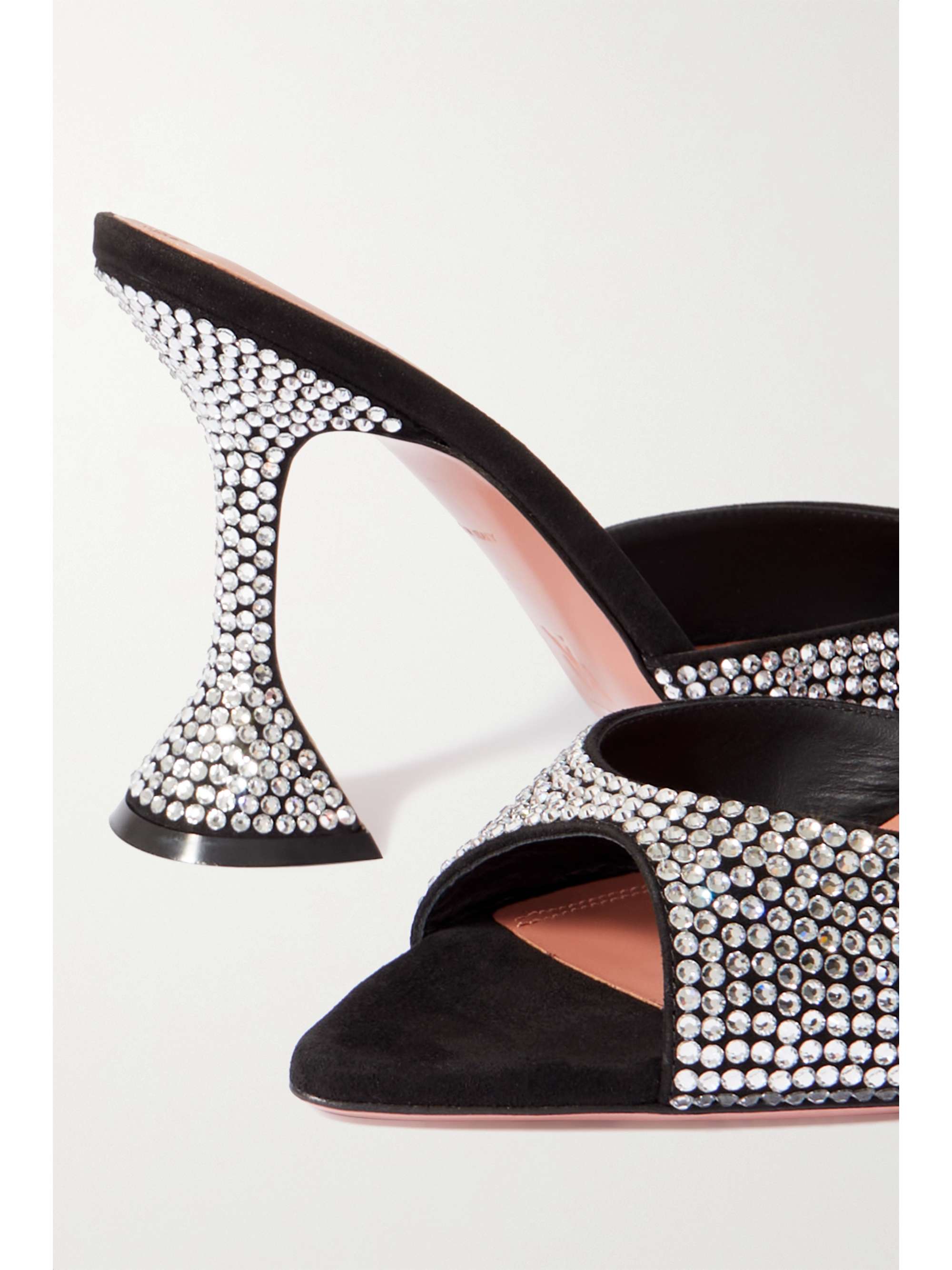 AMINA MUADDI Caroline crystal-embellished suede mules | NET-A-PORTER