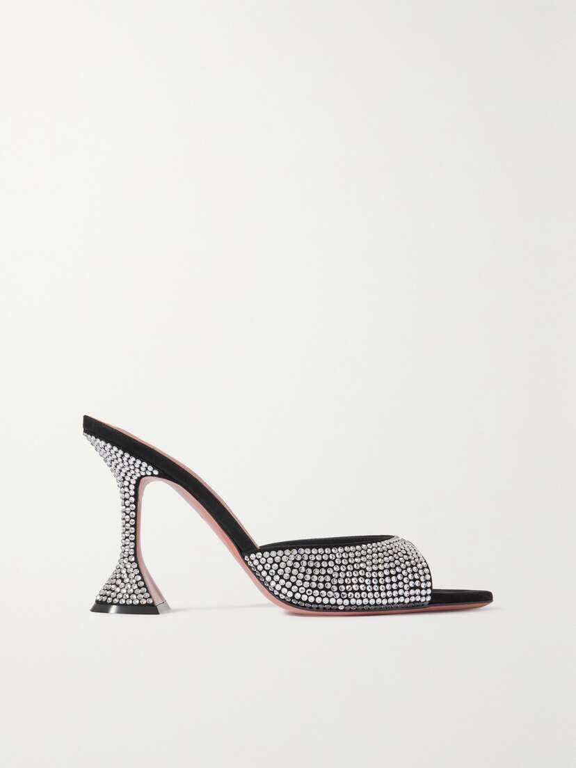 Amina Muaddi Caroline Crystal-embellished Suede Mules
