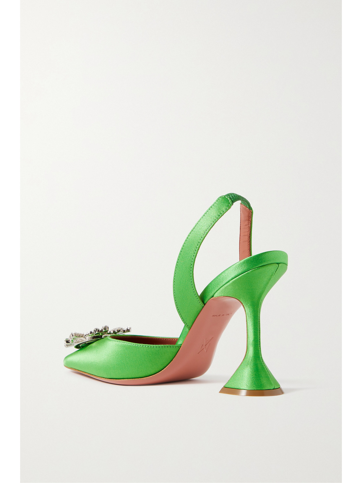 Amina Muaddi Begum Satin Sling Pump In Green